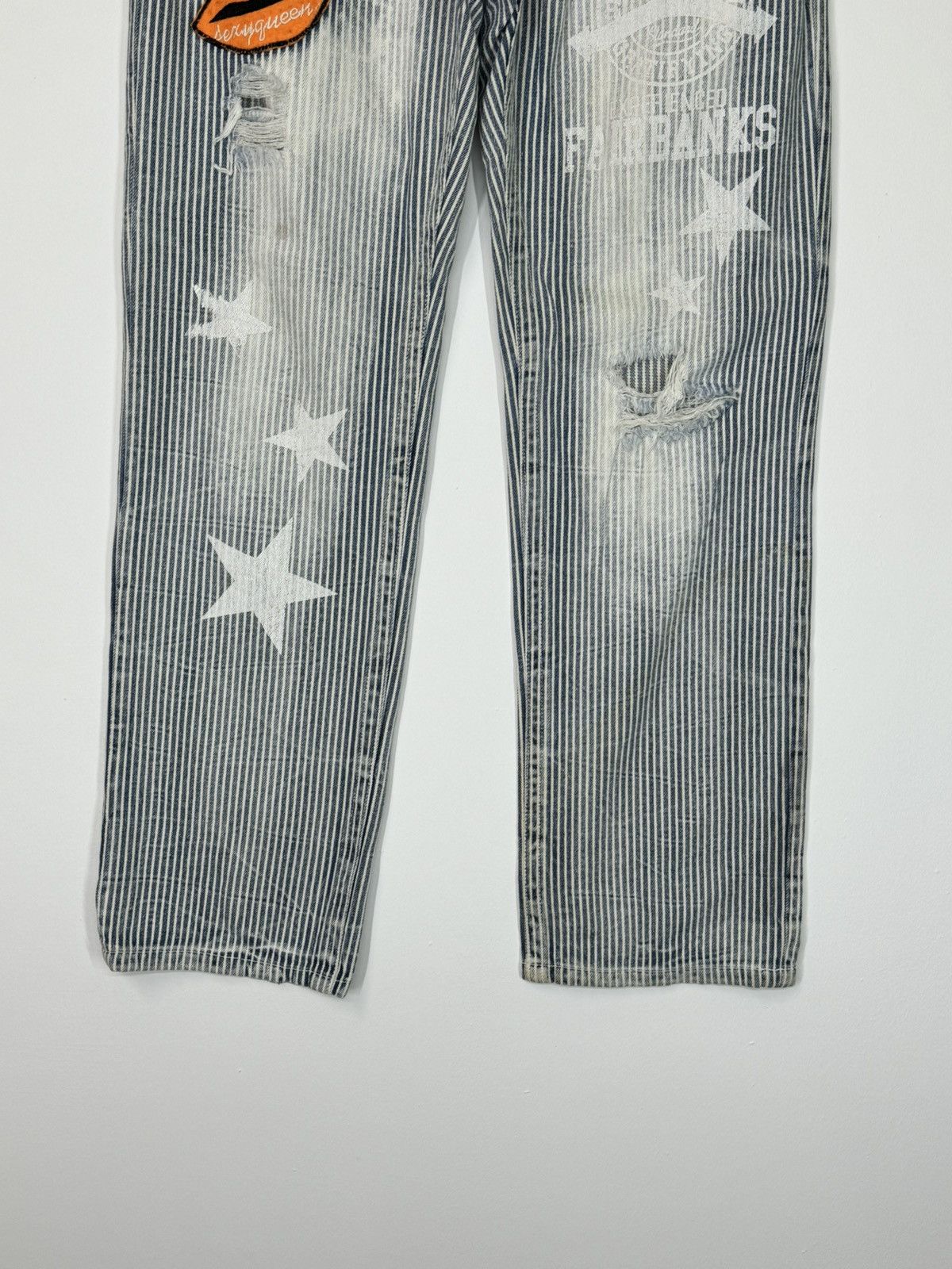 Designer × Japanese Brand × Vintage Vintage Og Jeans Patches Printed Pocket Distressed Stripe Size US 32 / EU 48 - 4 Thumbnail