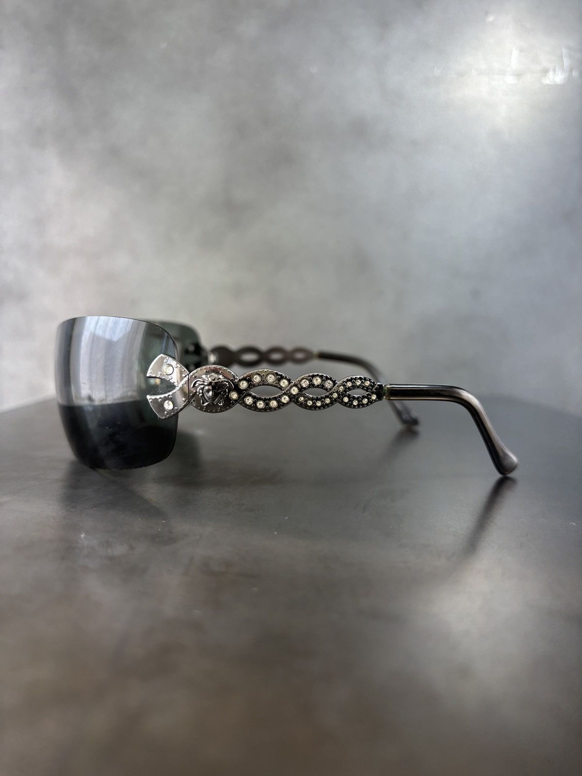 Versace × Vintage 2000s Versace Sunglasses Vintage Shield Jewel Mod 2053-B Y2K Size ONE SIZE - 9 Thumbnail