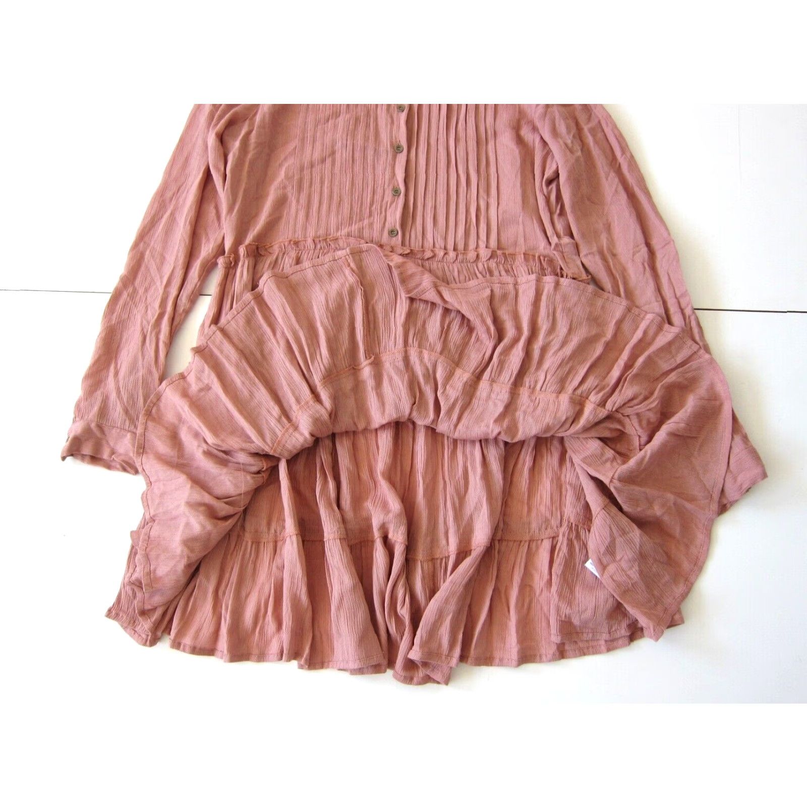 Pinko c'isa 100% Rayon Mauve Pink Collared Ruffle Long Sleeve Smock Peasant Dress M Size M / US 6-8 / IT 42-44 - 7 Thumbnail