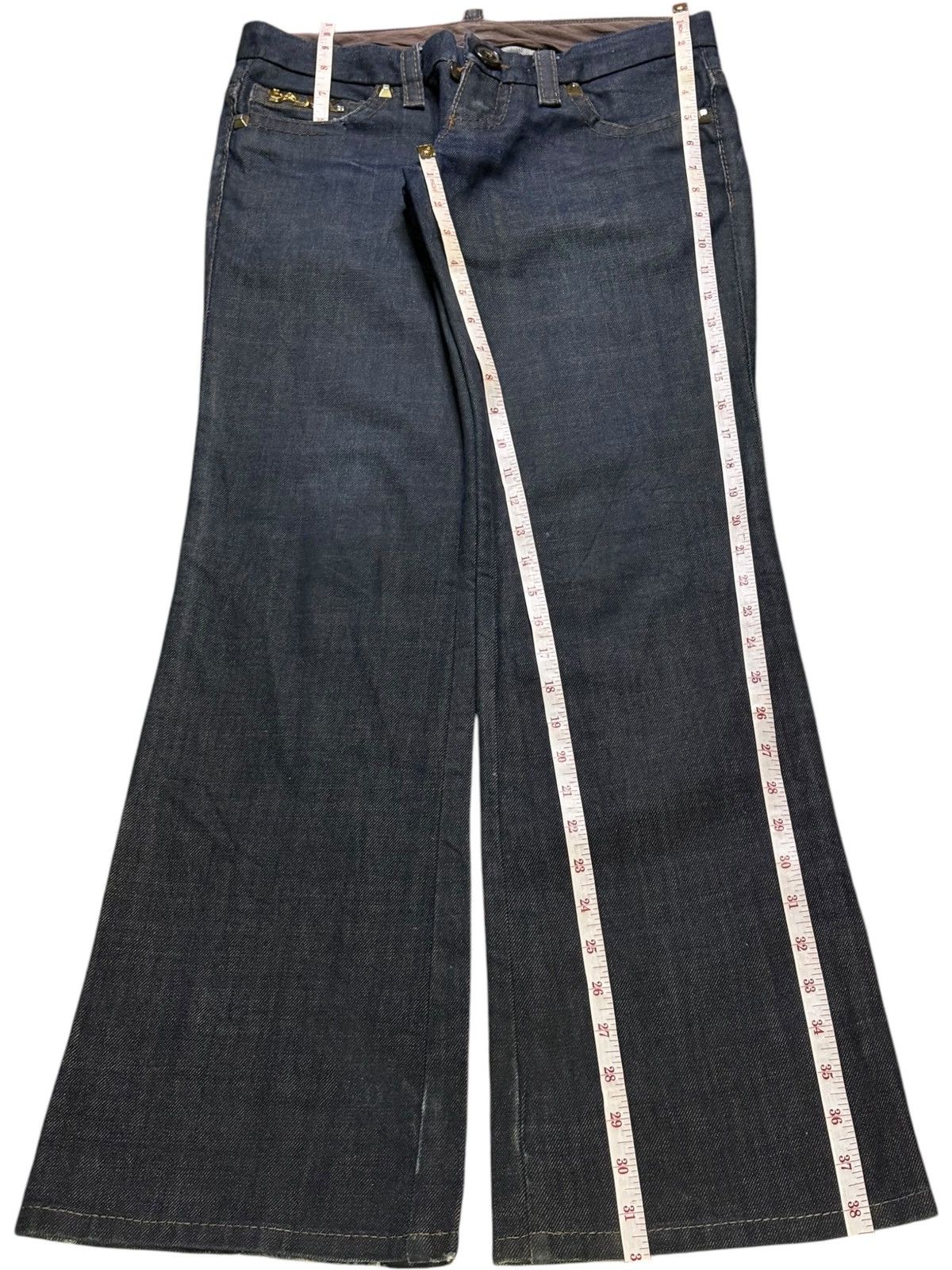 Dsquared2 Vintage Italian Dsquared2 Mud Wash Studded Flare Jeans Size US 30 / EU 46 - 12 Thumbnail