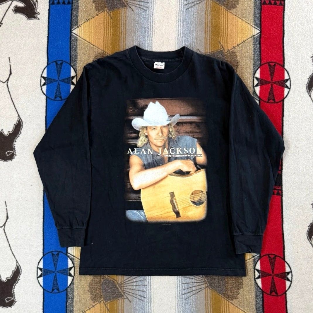 Vintage VINTAGE 1998 Alan Jackson Country Music Long Sleeve T-Shirt L Murina USA Made Baseball-Style Crew Neck Black Men 90s Band Shirt Size US L / EU 52-54 / 3 - 2 Thumbnail