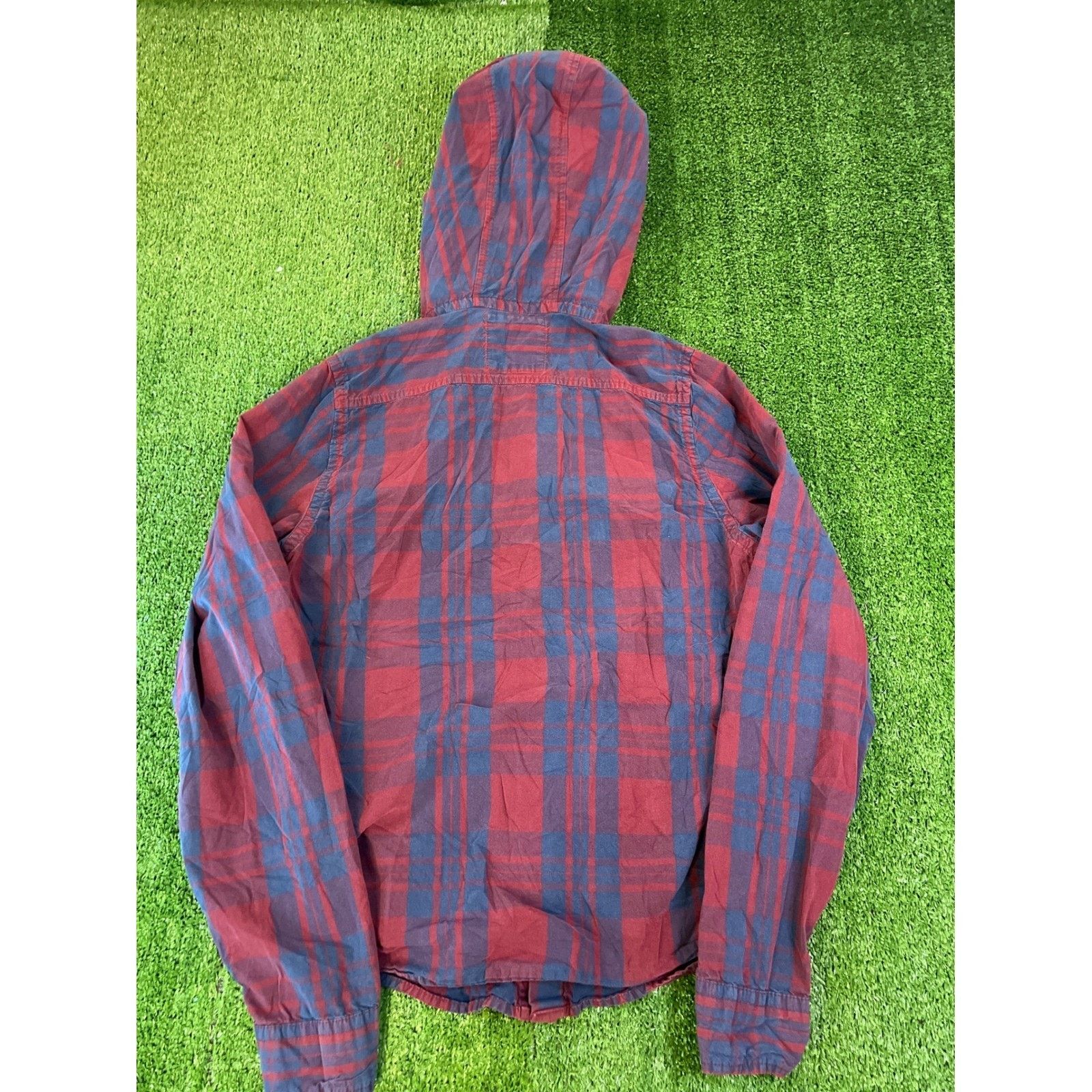 Hollister Hollister Mens Red Blue Plaid Hooded Flannel Shirt Y2K MD Size US M / EU 48-50 / 2 - 4 Thumbnail