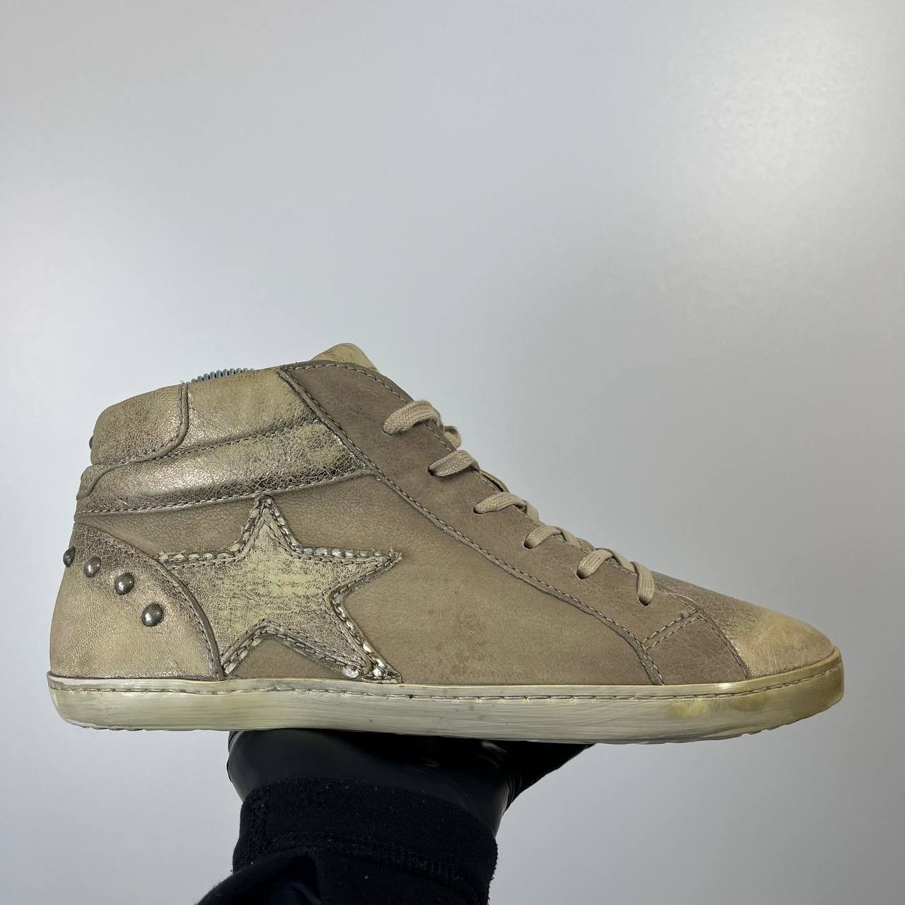 Other Roberto Santi Selection Gold Leather High Top Sneakers EU 40 Size US 8 / IT 38 - 4 Thumbnail