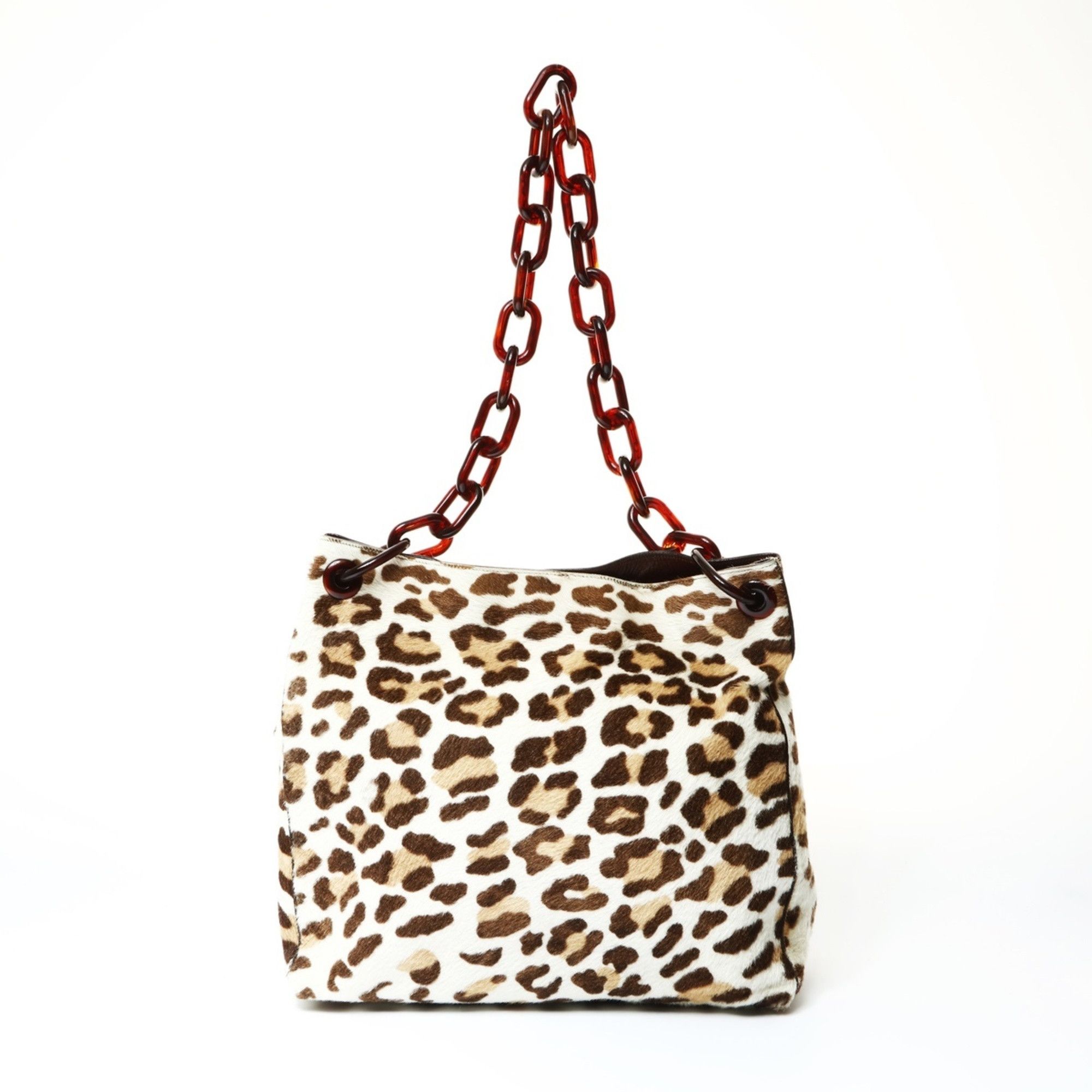 Prada Prada ponytail and leopard print chain shoulder bag in brown Size ONE SIZE - 1 Thumbnail