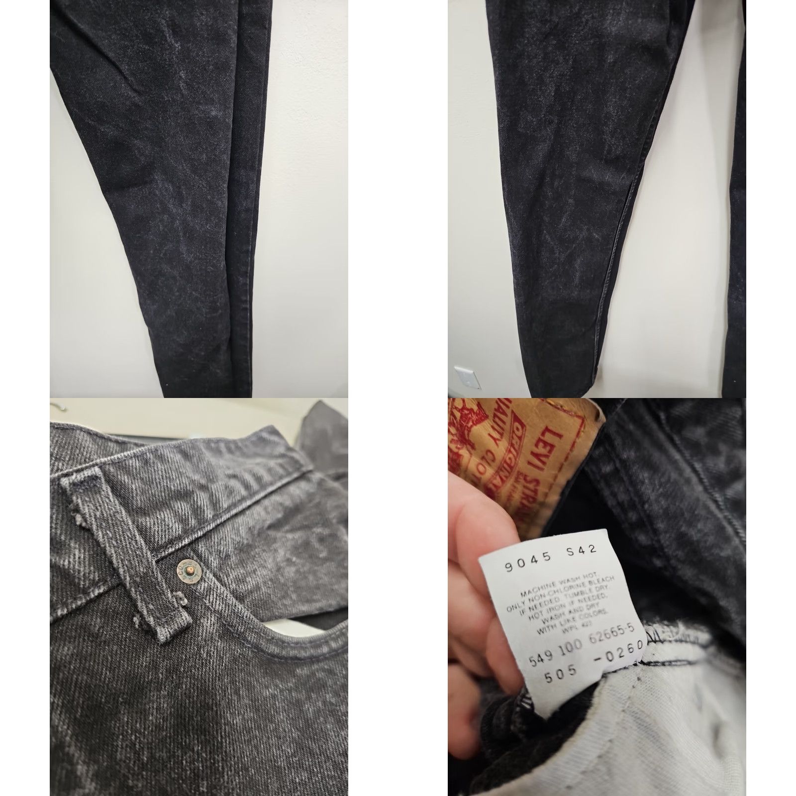 Levi's VINTAGE Levi's 505 Jeans Men's 36x32 Straight Black Denim USA Jeans (5-Pocket) Regular Fit 80s 90s Grunge USA Brown Leather Patch Size US 36 / EU 52 - 8 Thumbnail