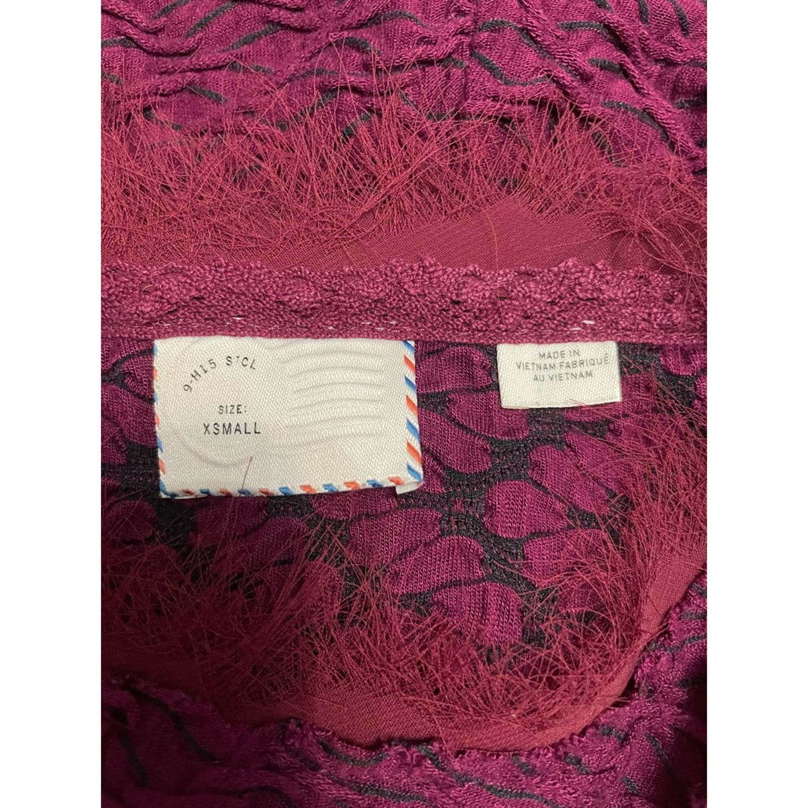 Other Anthropologie Postmark Blouse Fringe 3/4 Sleeves Burgundy XS Size XS / US 0-2 / IT 36-38 - 7 Thumbnail