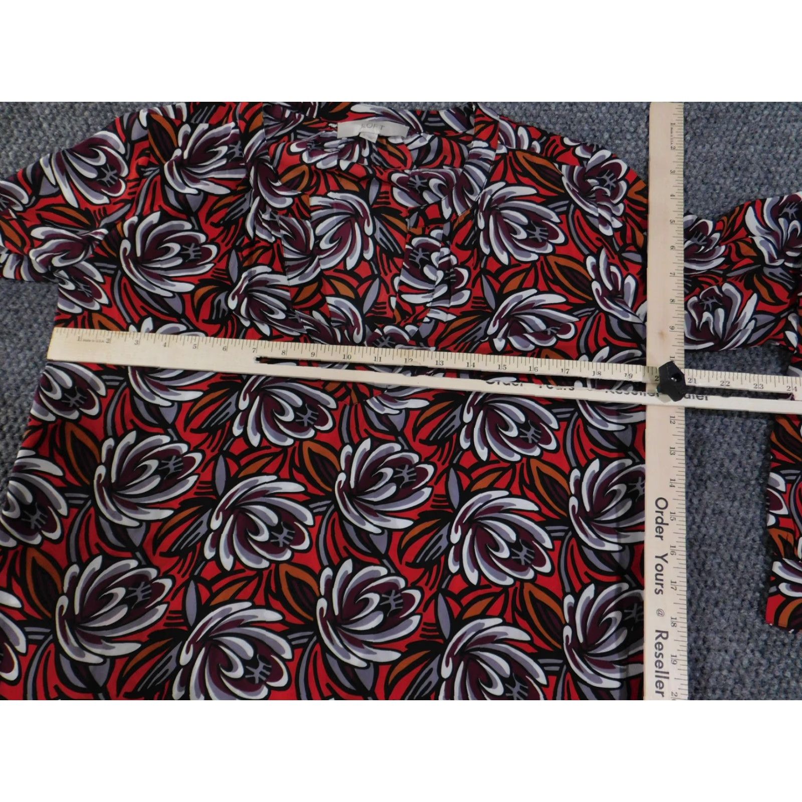 Loft LOFT Blouse Tunic Red Floral Long Sleeve Polyester Women Small Shirt Size S / US 4 / IT 40 - 5 Thumbnail