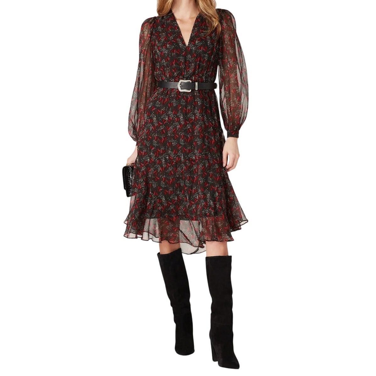 Pinko PINKO Red Floral Long Sleeve Dress, Size IT 38/US 2 Size XS / US 0-2 / IT 36-38 - 2 Thumbnail