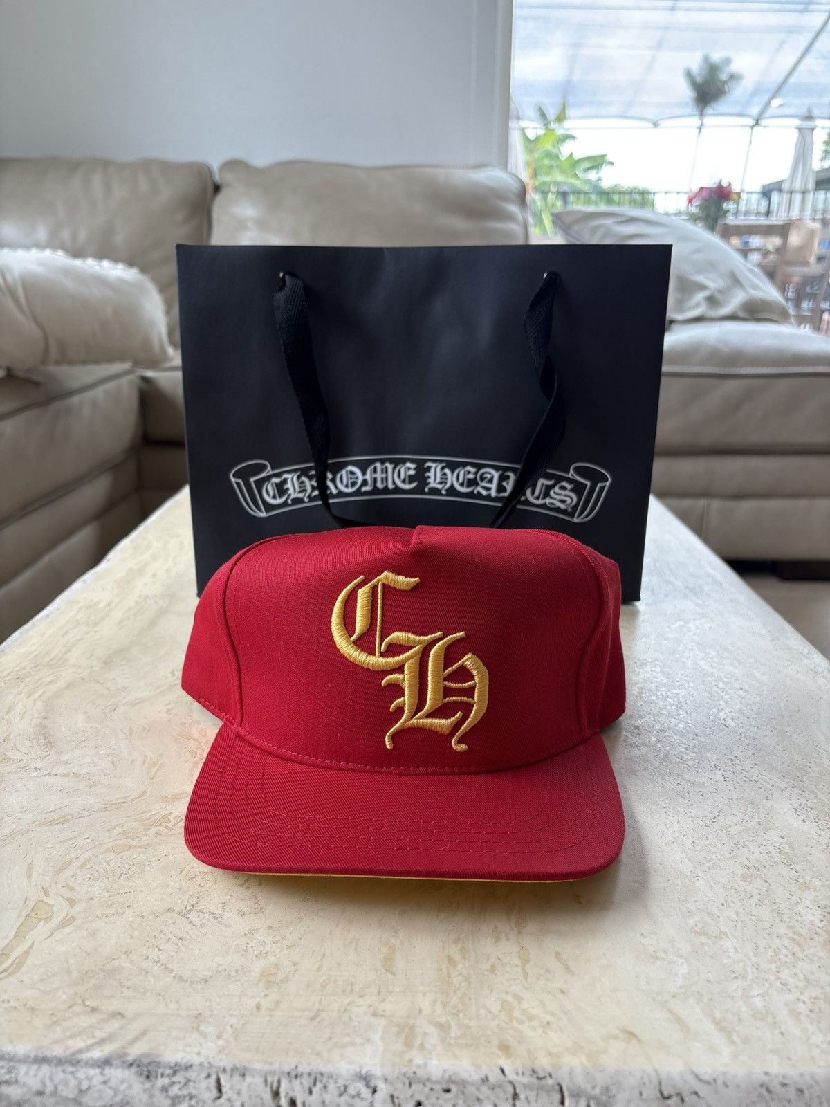 Chrome Hearts Chrome Hearts "Red/Yellow" CH Baseball Hat Size ONE SIZE - 1 Thumbnail