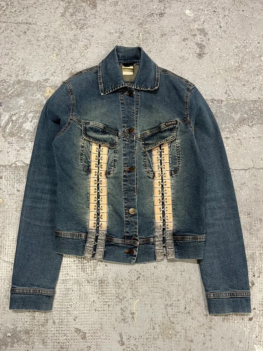 Vintage 2000s Plein Sud Metal Laced Raw Denim Jacket Size S / US 4 / IT 40 - 1 Thumbnail