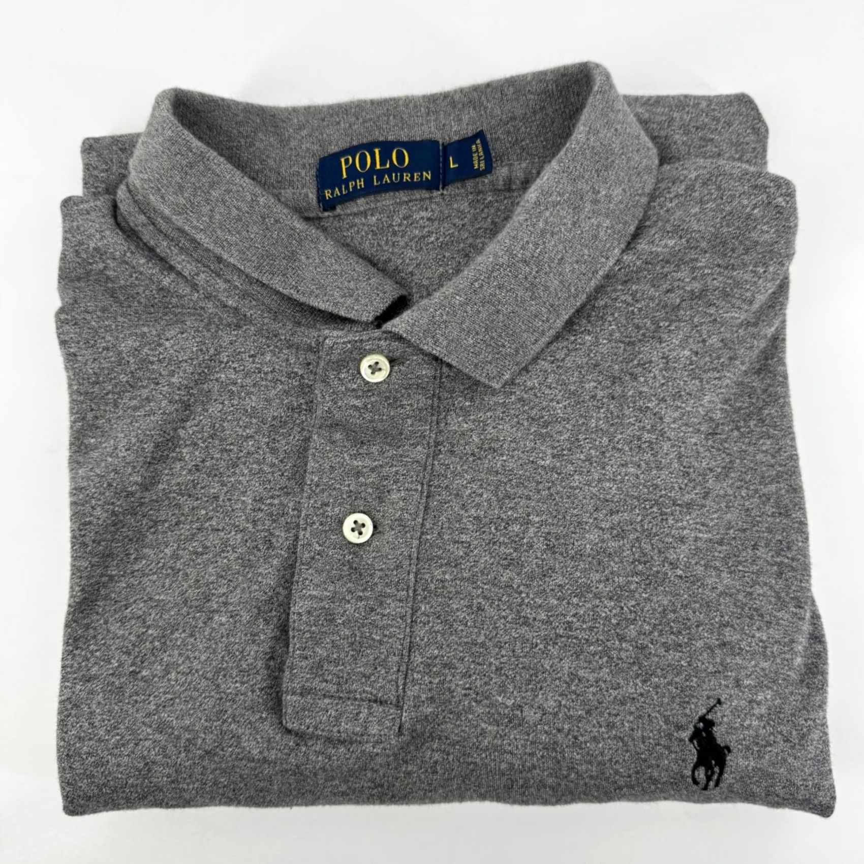 Polo Ralph Lauren Polo Ralph Lauren Polo Shirt Mens Large Gray Short Sleeve Pique Cotton Classic Shirt Size US L / EU 52-54 / 3 - 2 Thumbnail