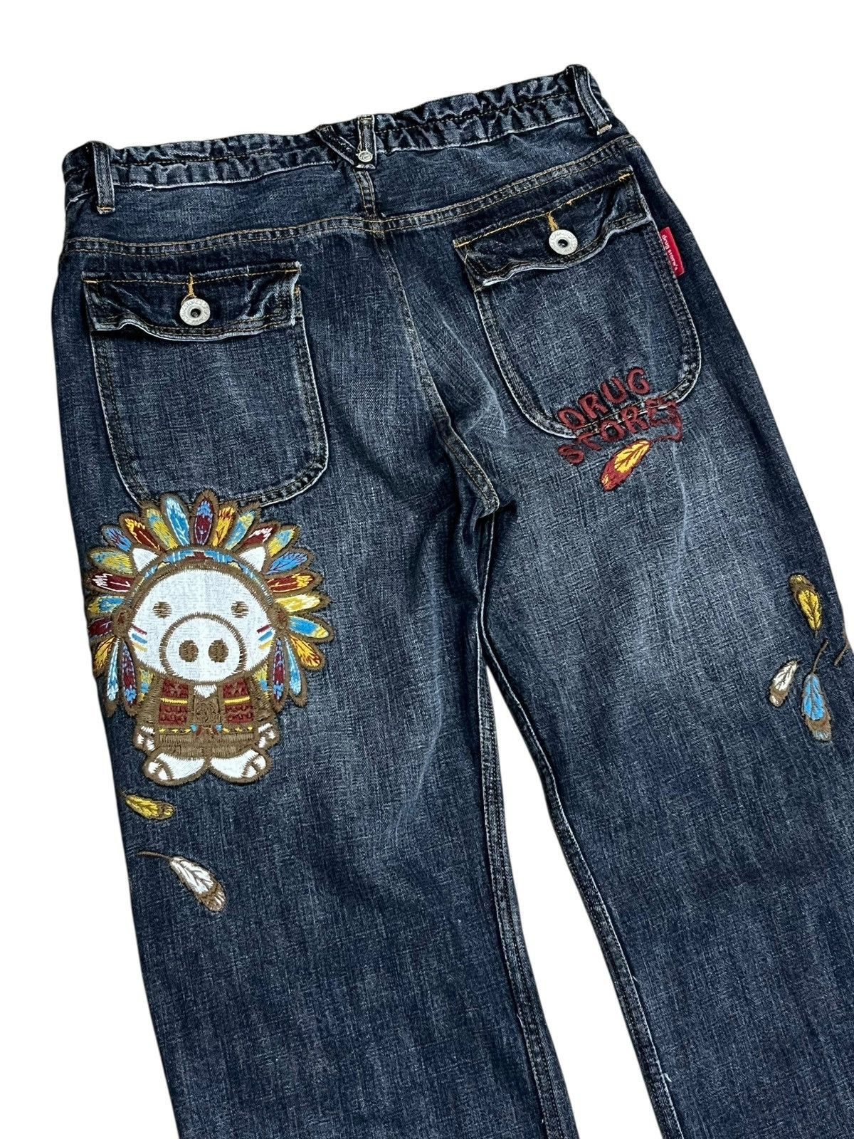 Japanese Brand Vintage Drug Store's Native Dope Embroidered Bush Pant Denim Size US 31 - 1 Thumbnail