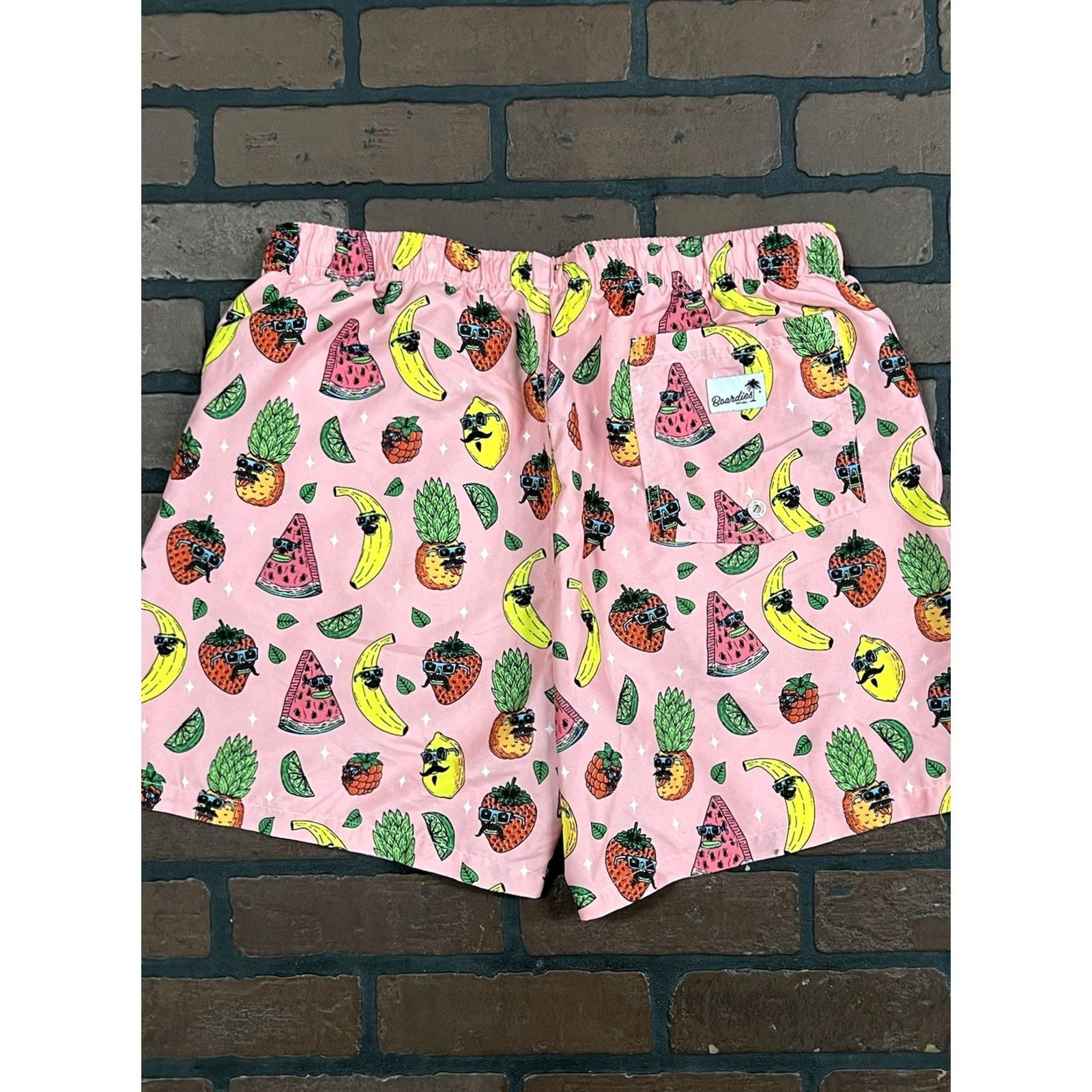 Vintage Trunks Men XL Swim Trunks Shorts Pink Tropical Cocktail Beach Breathable Drawstring Lined Polyester Size US 36 / EU 52 - 5 Thumbnail