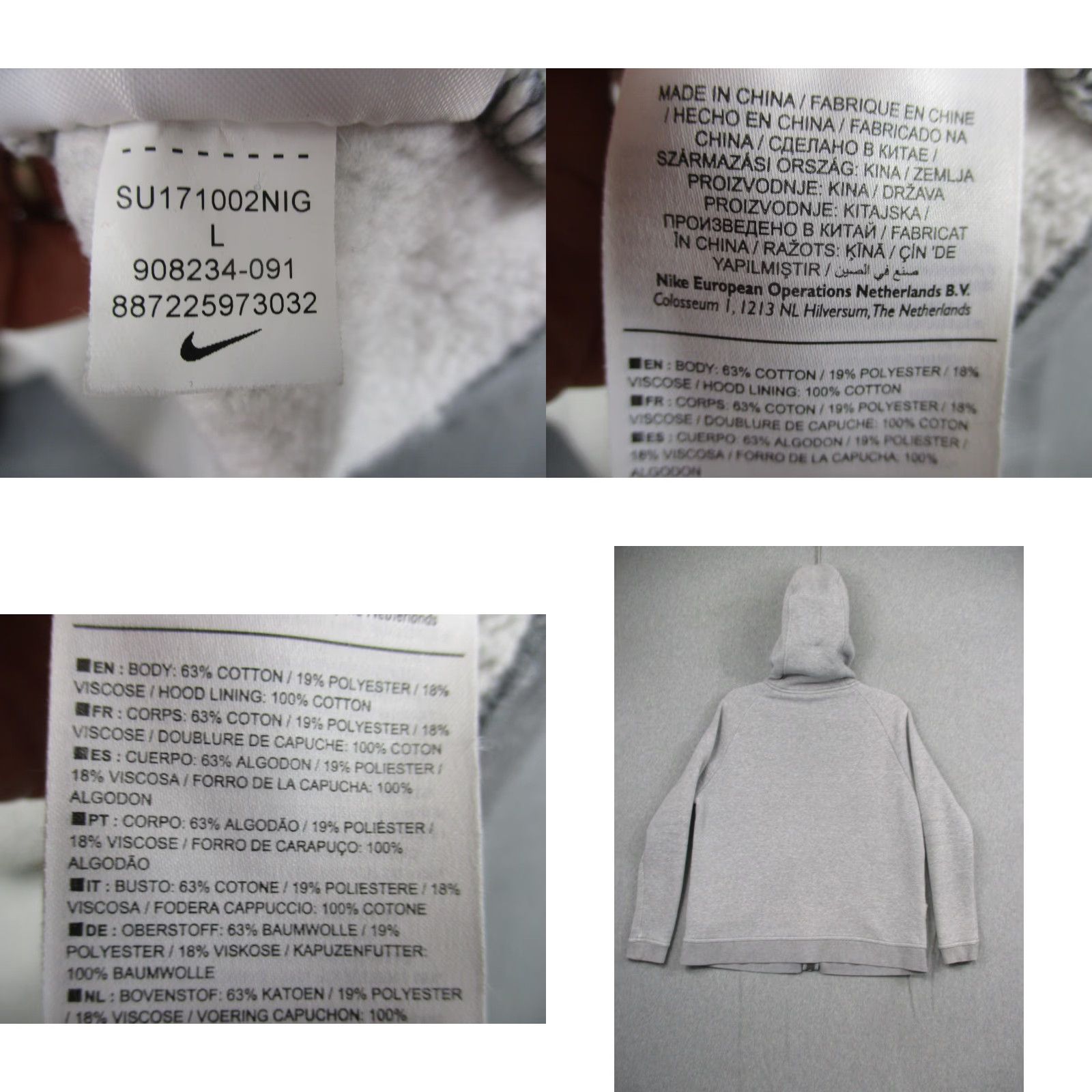 Nike Nike Hoodie Mens Large Gray London Full Zip Fleece Raglan 908234-091 Size US L / EU 52-54 / 3 - 9 Thumbnail