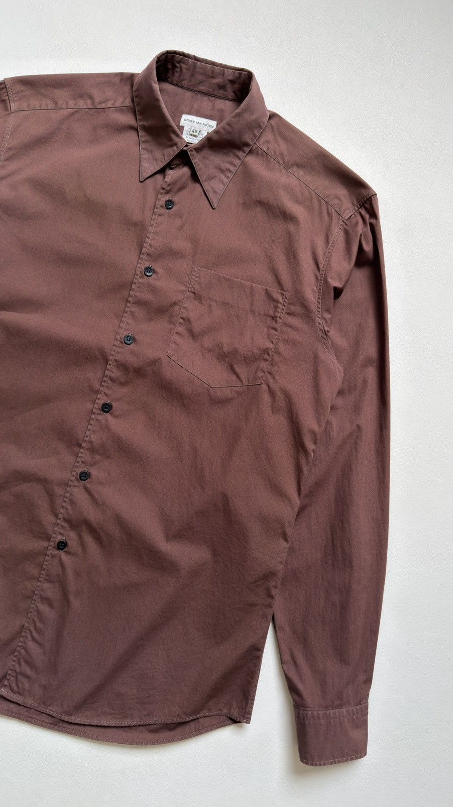 Dries Van Noten 1990s Chocolate Brown Cotton Shirt Size US M / EU 48-50 / 2 - 7 Thumbnail