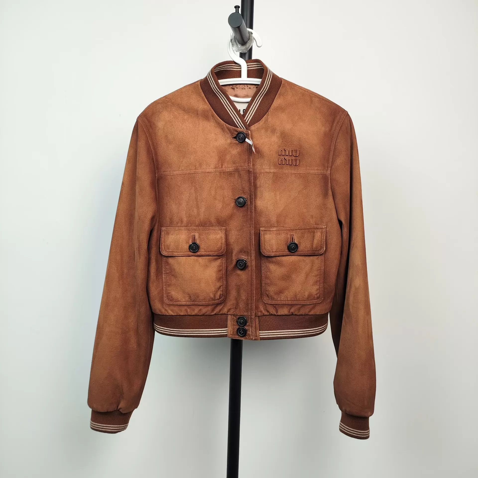 Miu Miu MIU MIU 26SS Brown Suede Embroidered Short Jacket Size S / US 4 / IT 40 - 1 Thumbnail
