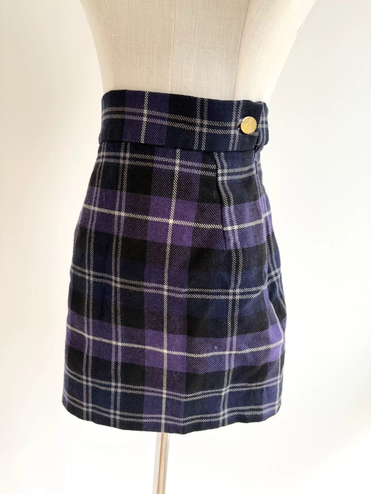 Vivienne Westwood vivienne westwood purple plaid mini skirt Size 28" / US 6 / IT 42 - 1 Thumbnail