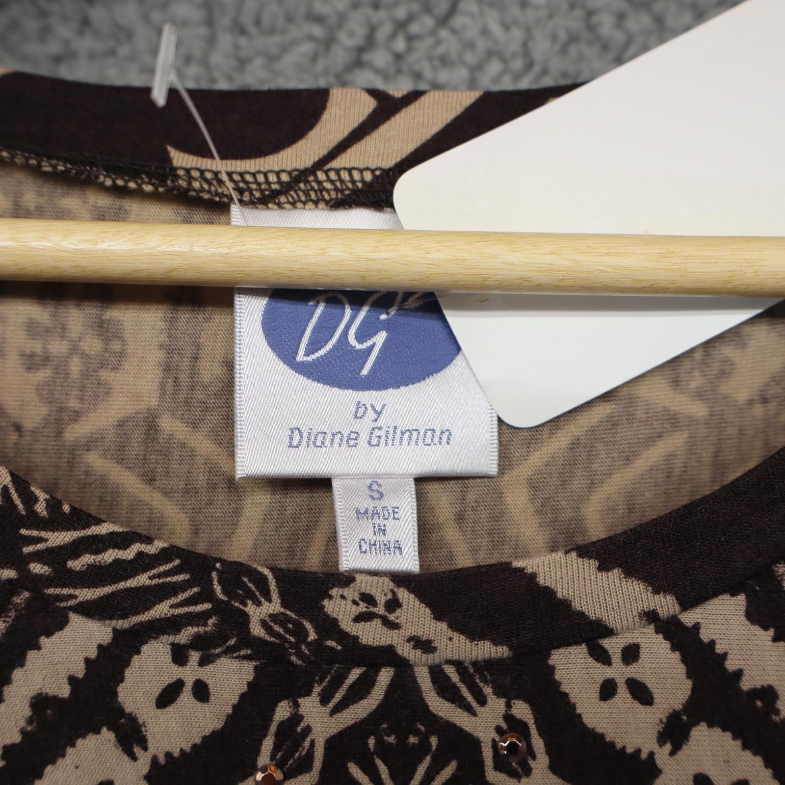 Other DG2 Diane Gilman Brown Tribal Print HiLow Hem Top Small NWT Size S / US 4 / IT 40 - 3 Thumbnail
