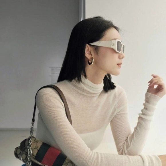 image of New Gucci Gg1403Sk 004 Ivory Brown Sunglasses in White, Women's