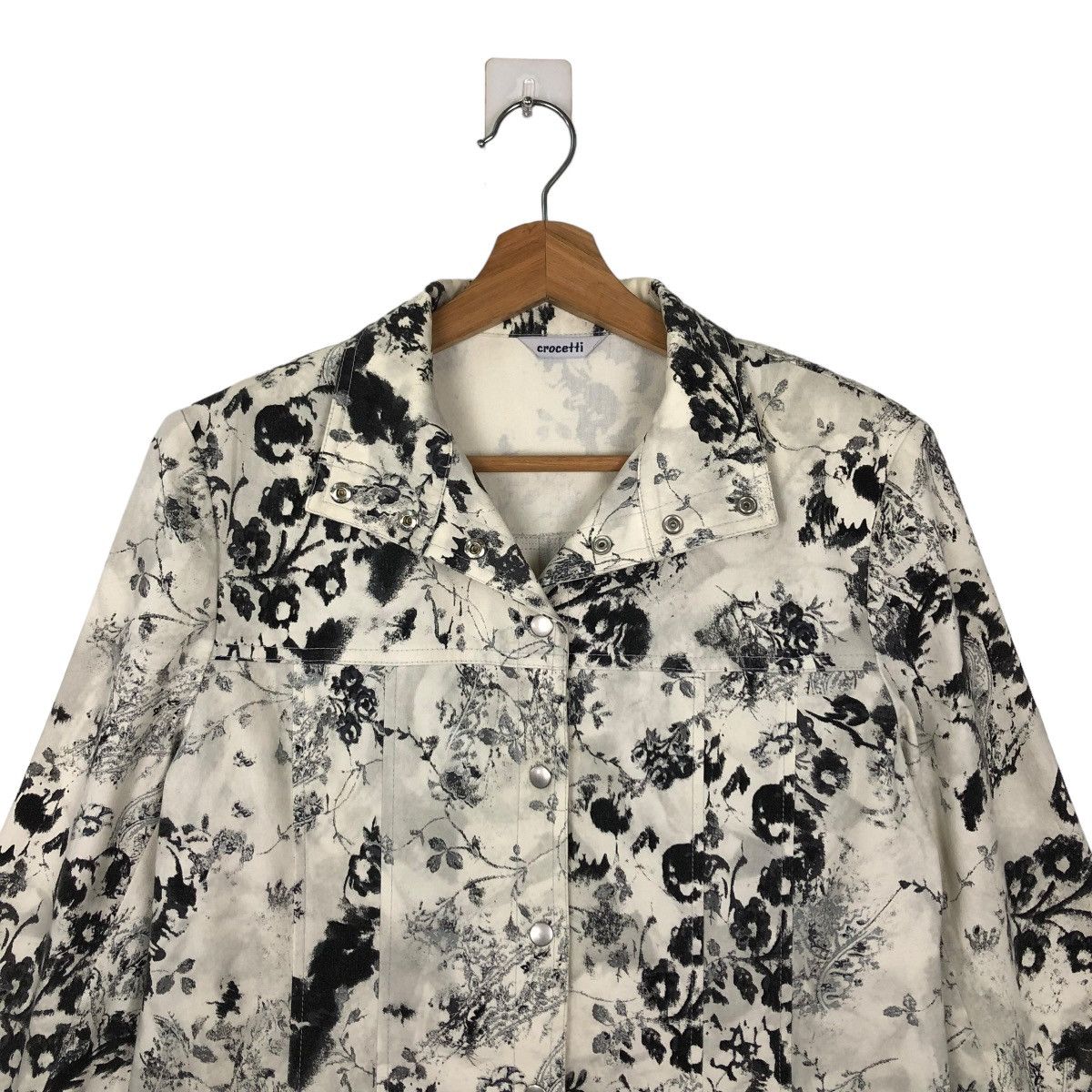 Japanese Brand VINTAGE BIKER JACKET OVERPRINT FLOWER CROCETTI ISSEY MIYAKE Size US M / EU 48-50 / 2 - 2 Thumbnail