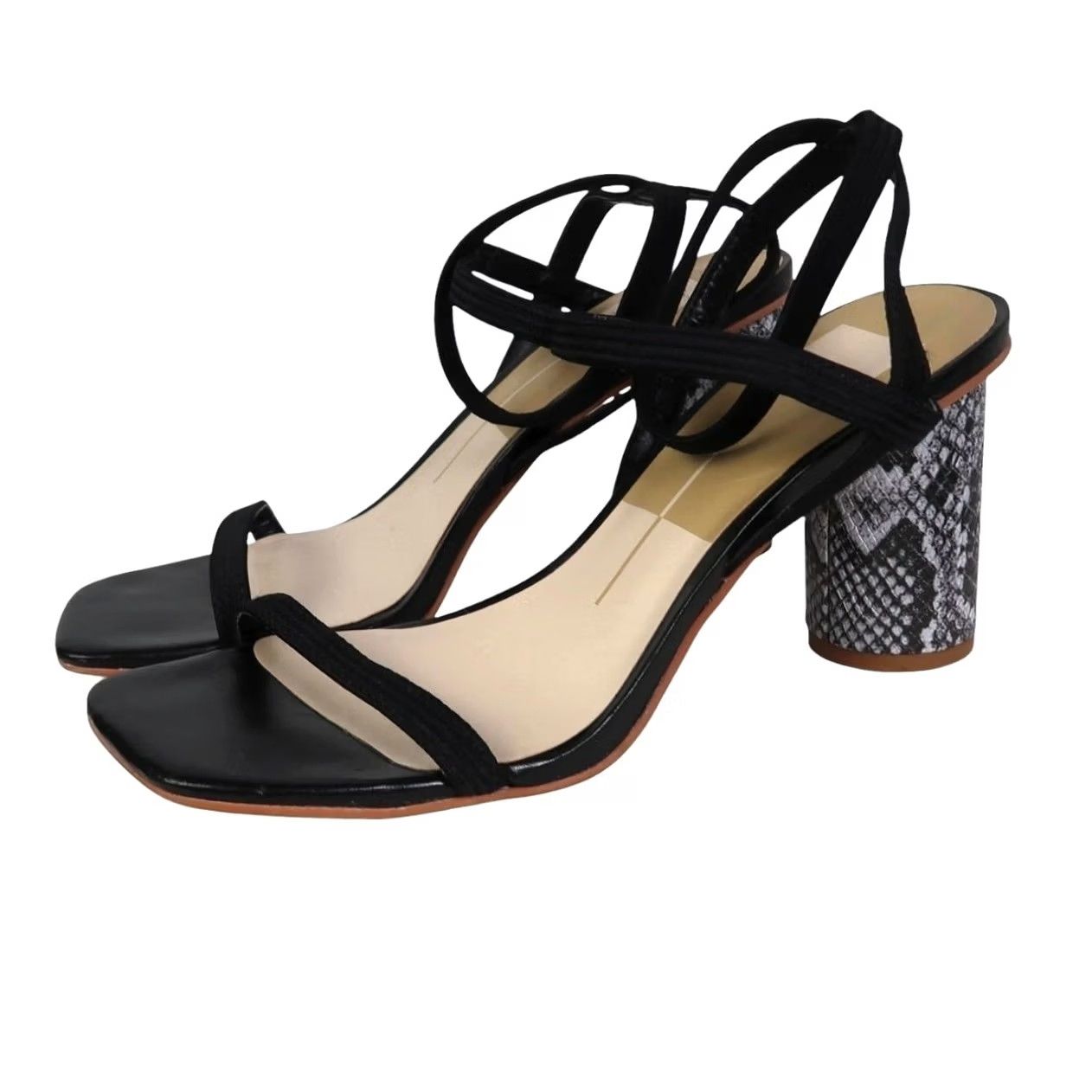 Dolce Vita Dolce Vita Nixon Black Elastic Reptile Snake Heel Sandals 7.5 Women Sandal Party/Cocktail Spring Summer 2.75" Heel Size US 8 / IT 38 - 4 Thumbnail
