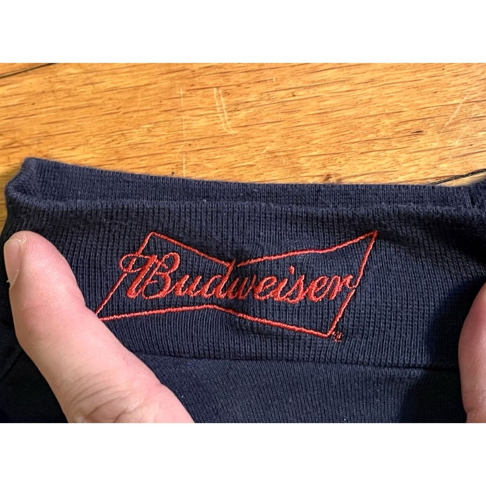 Budweiser VINTAGE Budweiser Shirt Men L Blue Mock Neck Embroidered Logo Striped? (Note: The original lacks clear category consistency. Unable to finalize.) Size US L / EU 52-54 / 3 - 2 Thumbnail