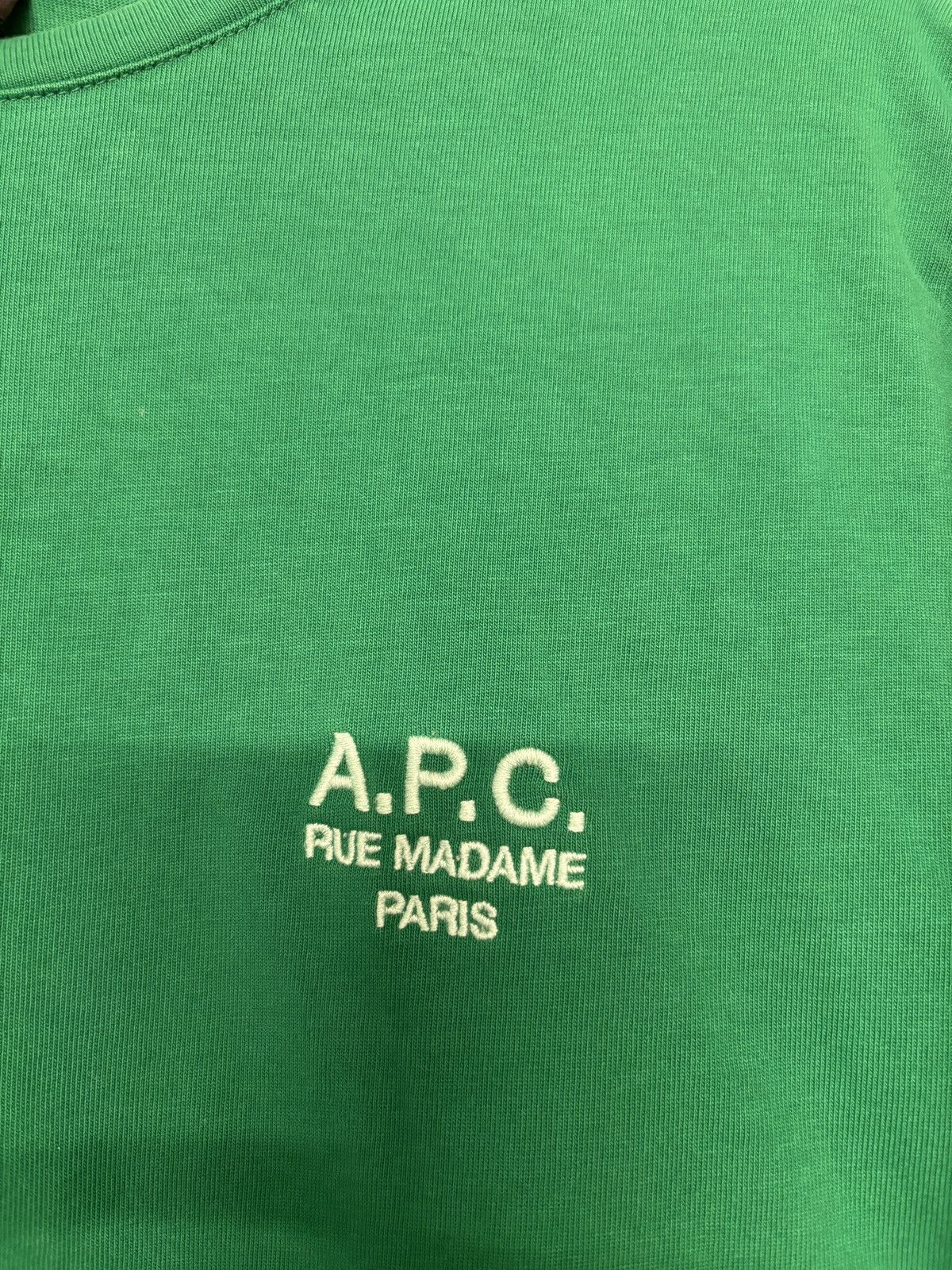 A.P.C. A.P.C. Rue Madame Paris Green Logo Tee Size US XL / EU 56 / 4 - 1 Thumbnail