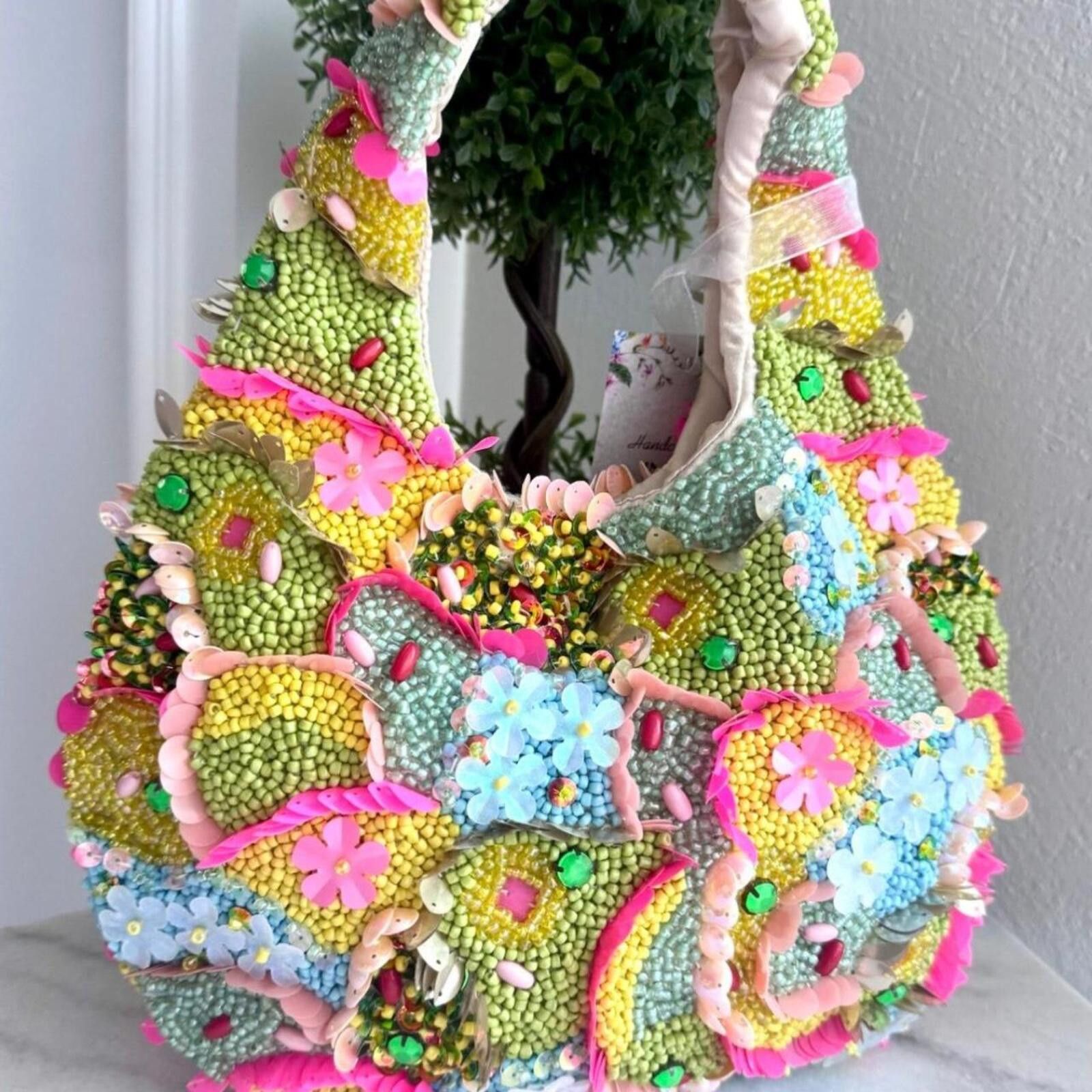Marsell TikTok Viral Floral Beaded Bag with Sequins Size ONE SIZE - 2 Thumbnail