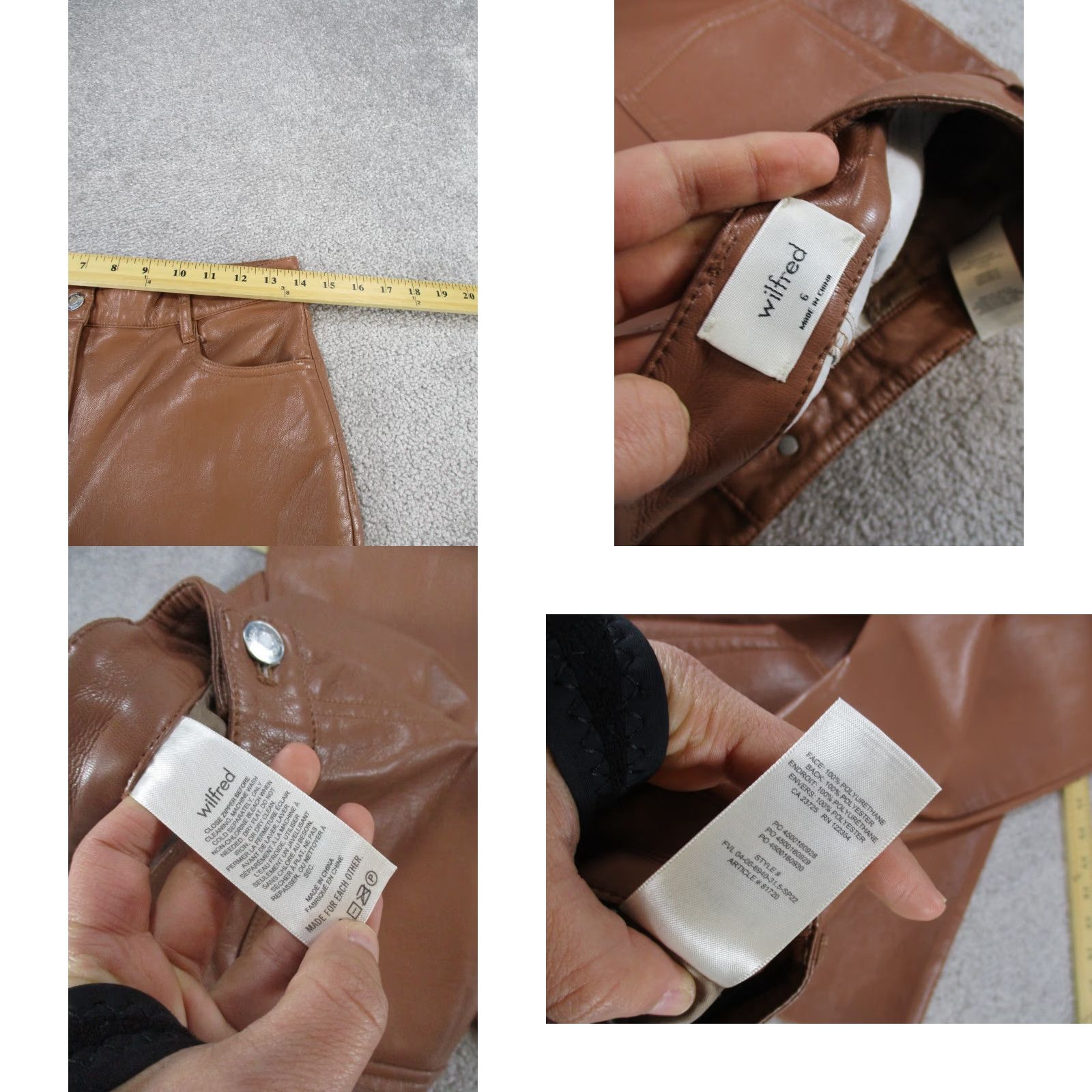 Vintage Wilfred Dress Pants Womens 6 Brown Faux Leather Straight Leg Size 28" / US 6 / IT 42 - 8 Thumbnail