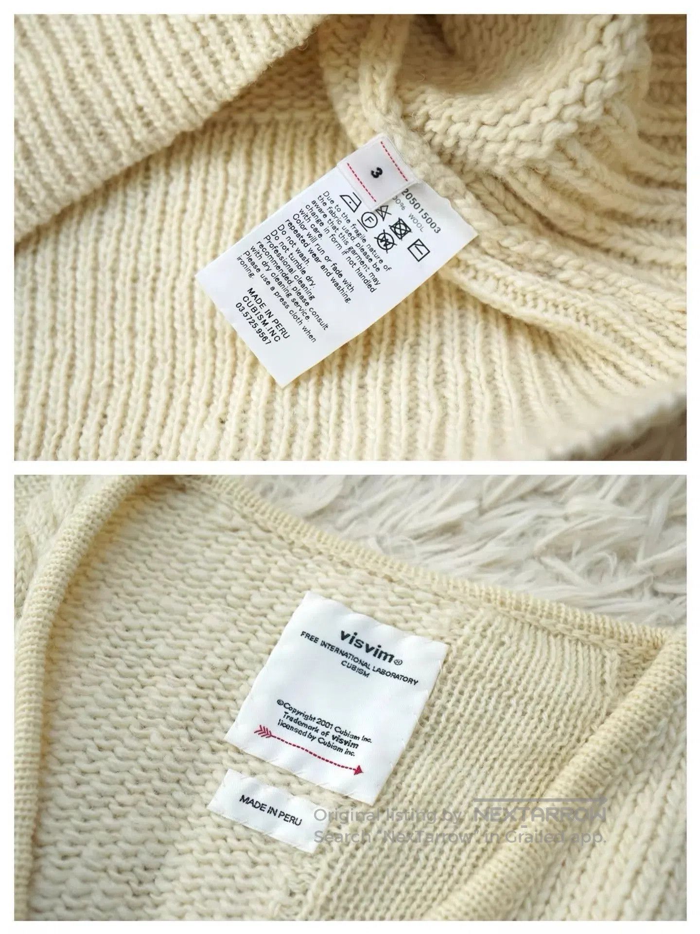 Visvim Beige V-Neck Cable Knit Sweater Size L. Size US L / EU 52-54 / 3 - 4 Thumbnail