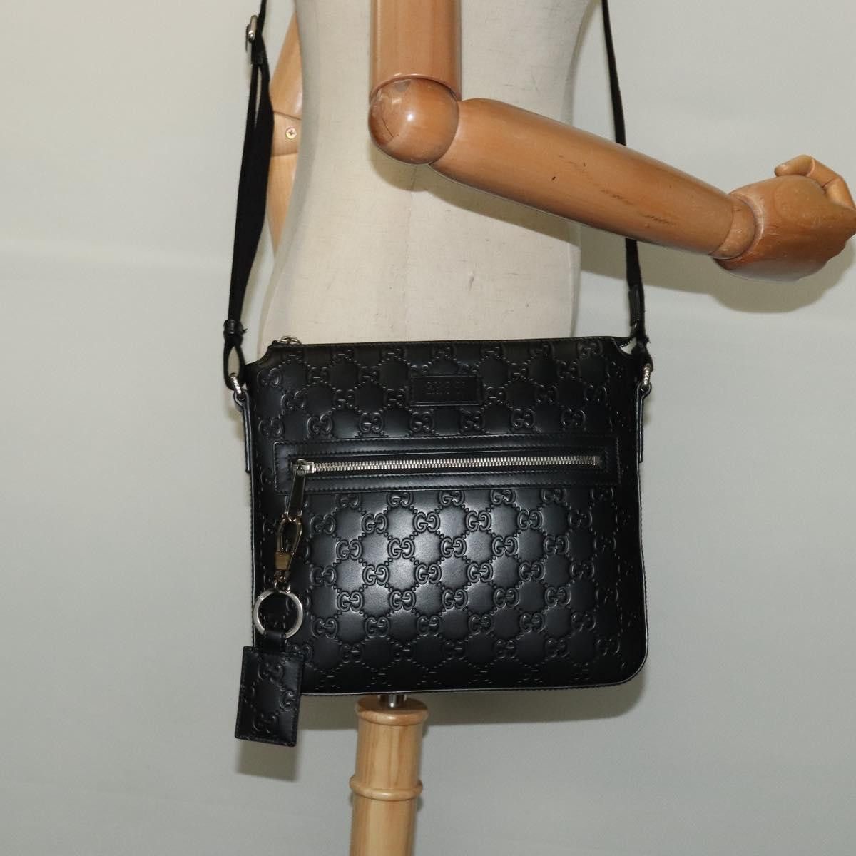 Gucci GUCCI GG Canvas Guccissima Shoulder Bag Leather Silver Black Size ONE SIZE - 23 Thumbnail
