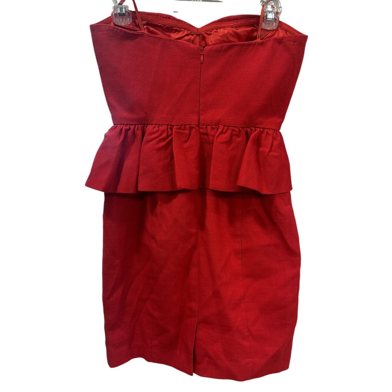 Other Anyn K Women's Red Strapless 100% Cotton Peplum Mini Dress S Size S / US 4 / IT 40 - 5 Thumbnail