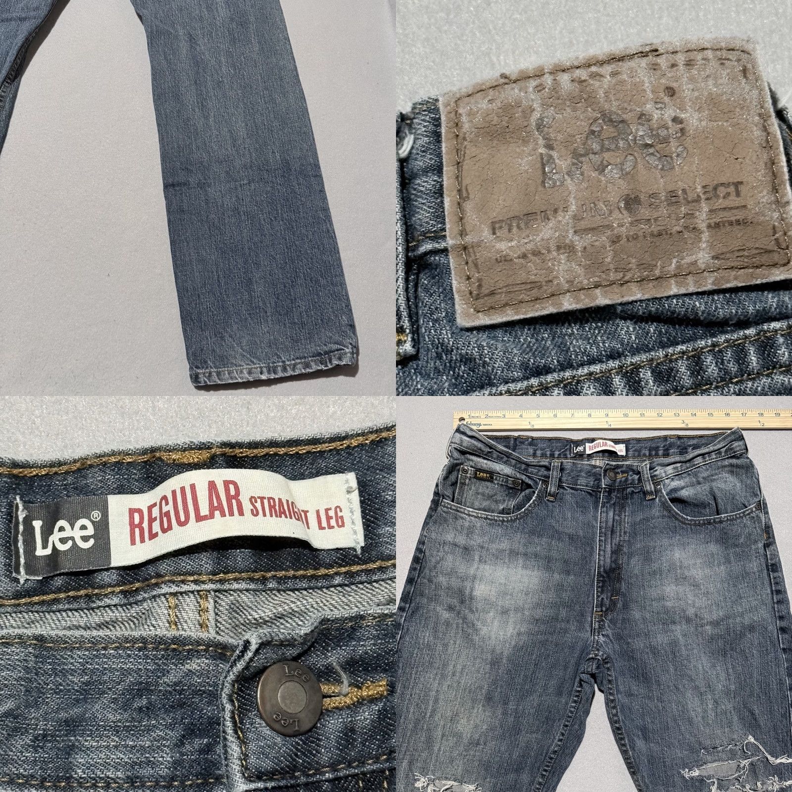 Lee Lee Jeans Men Jeans Blue Distressed Mid Rise Straight Zip Fly 34x31 Size US 34 / EU 50 - 8 Thumbnail