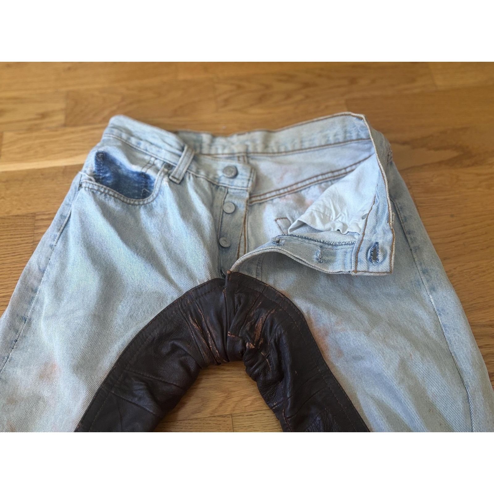 Levi's Vintage Levi's 501 Jeans: USA Made, Rodeo Leather Inlay Size US 27 - 7 Thumbnail