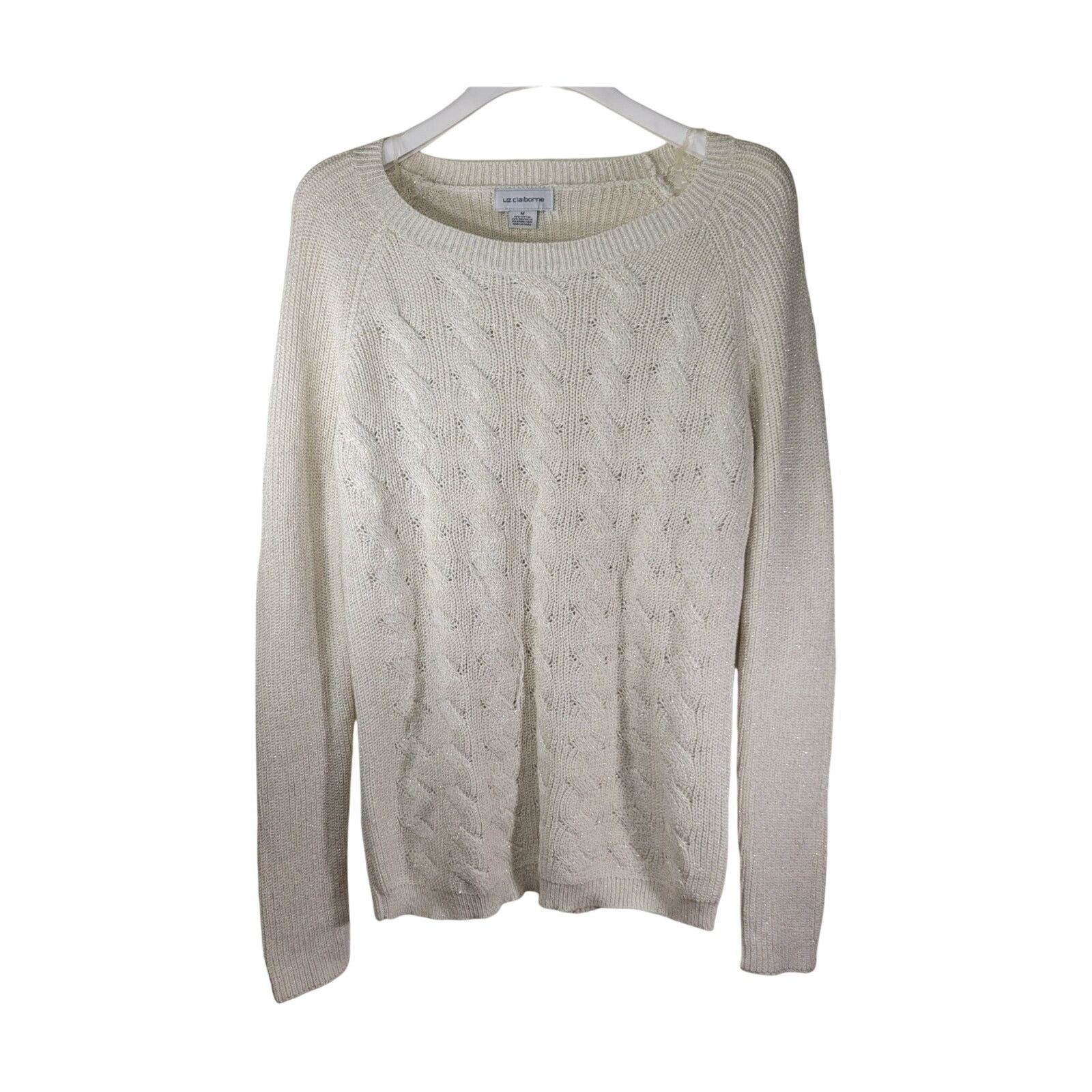 Other Liz Claiborne M White Knit Patterned Sweater Pullover Size M / US 6-8 / IT 42-44 - 1 Thumbnail