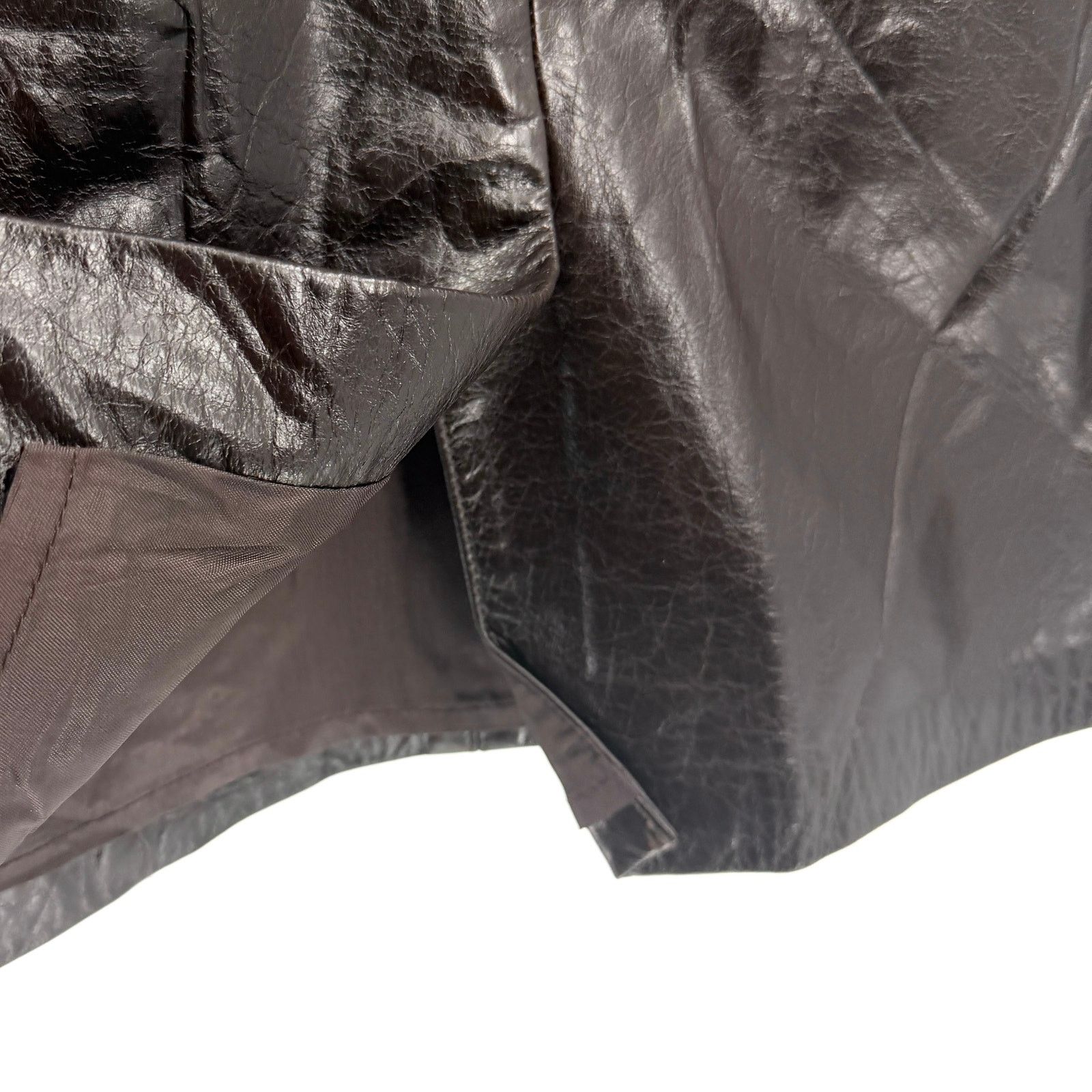 Laundry by Shelli Segal Vintage 90s Chocolate Brown Genuine Leather Pencil Skirt Size 34" / US 12 / IT 48 - 5 Thumbnail