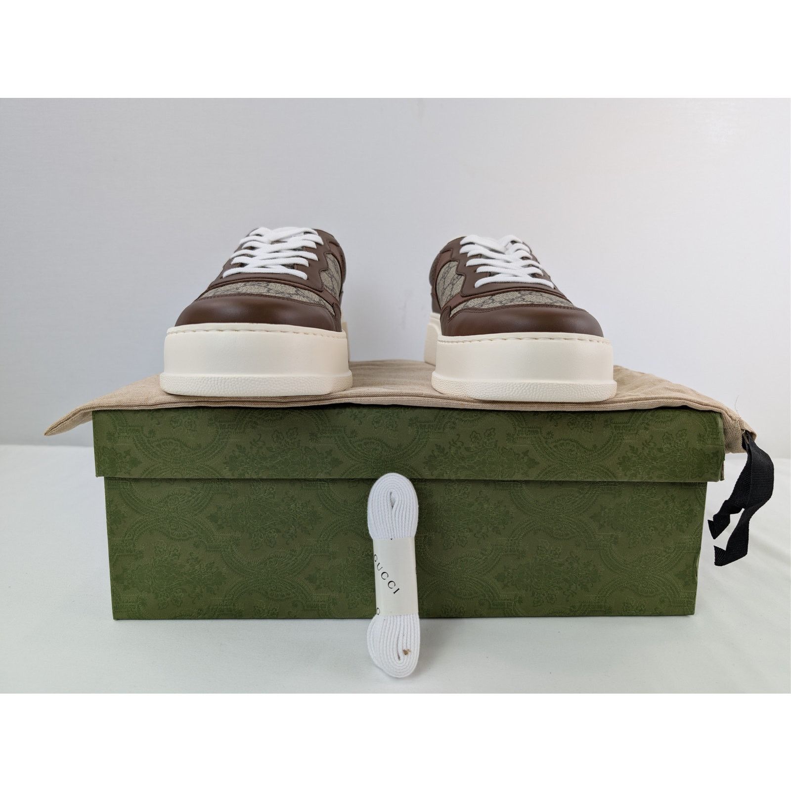 Gucci o1rshd1 GG Supreme leather-trimmed chunky sneakers in Brown Size US 12.5 / EU 45-46 - 17 Thumbnail