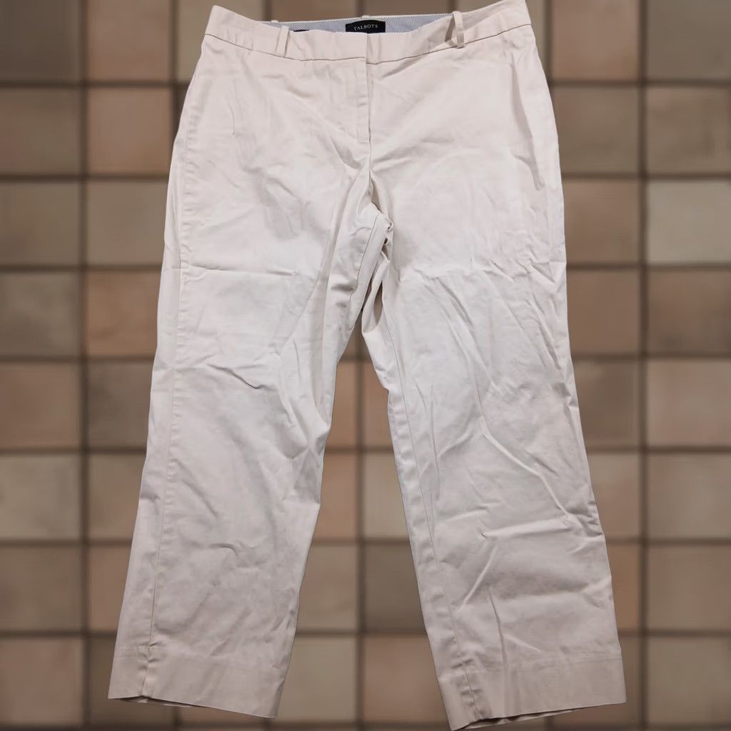 Talbots Talbots Chino Pants Women's 14 Beige Classic Straight Leg Slacks Curvy Fit Cotton Twill Stretch Pockets Workwear Office Mens Womens Size 36" / US 14 / IT 50 - 1 Thumbnail