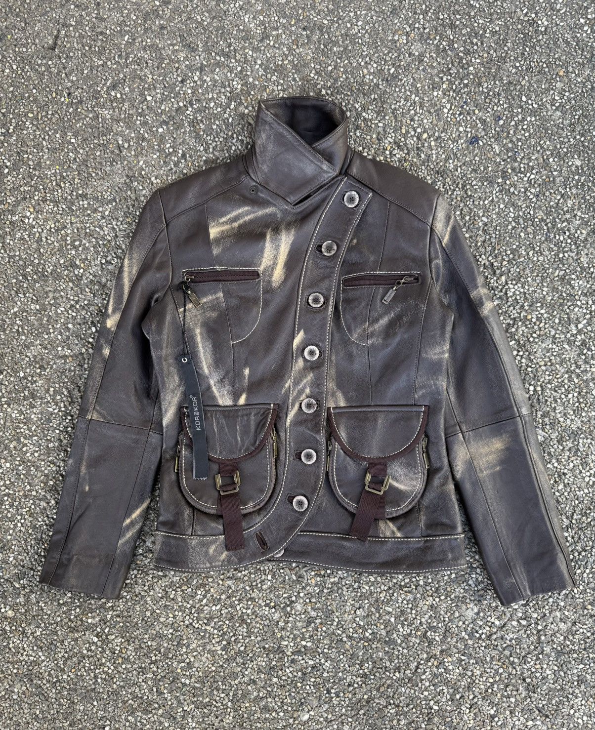 Other Kor@kor Italy Asymmetrical Leather Jacket Size M / US 6-8 / IT 42-44 - 1 Thumbnail
