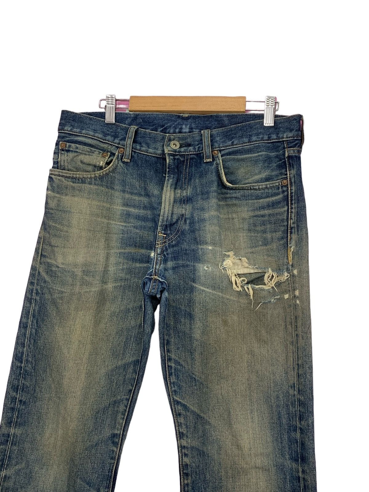 Japanese Brand Mud Wash Y2K Tokyo Distressed Regular Straight Denim (AD24) Size US 31 - 4 Thumbnail