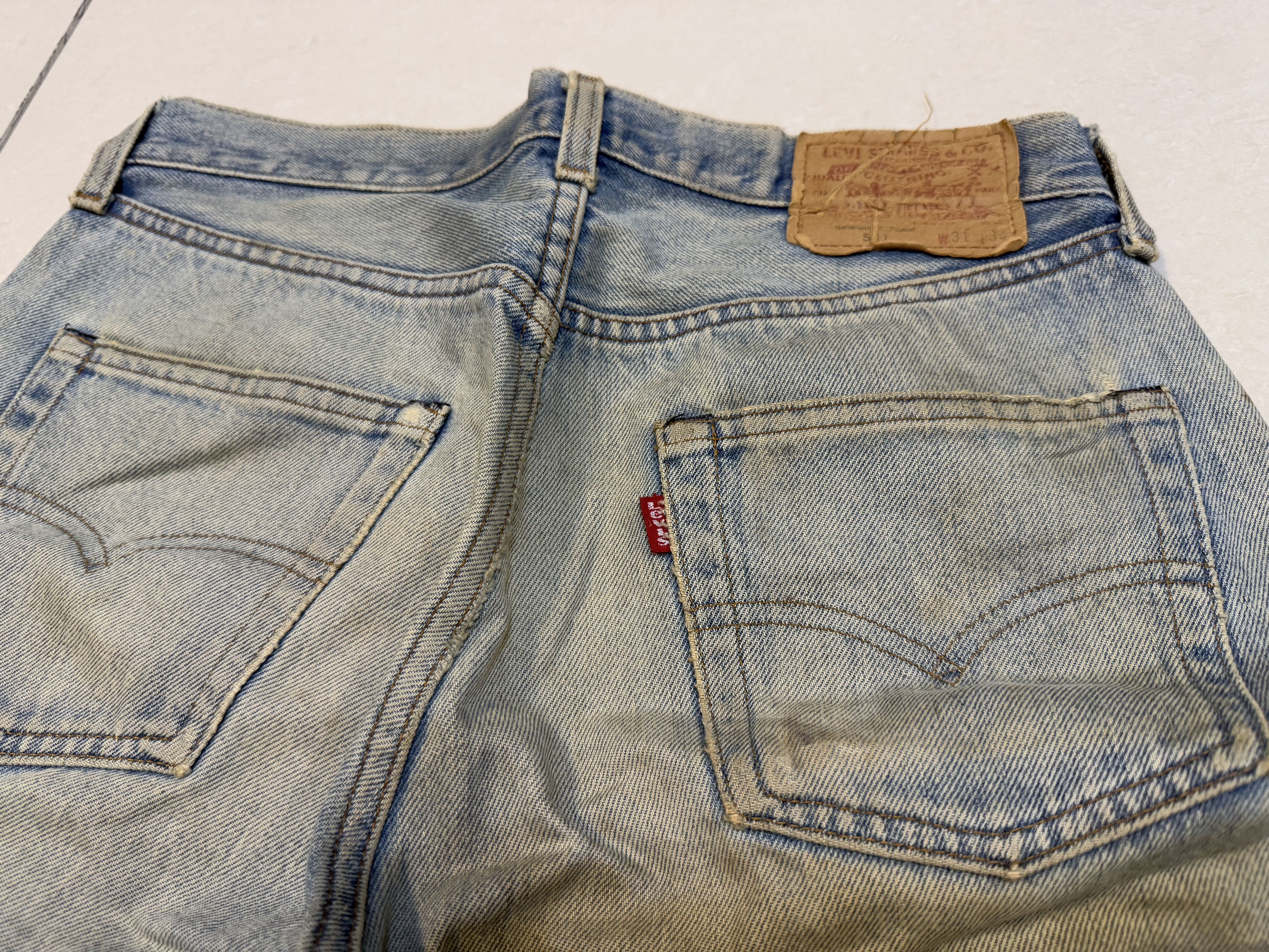 Vintage Vintage 80s Levi's 501 Selvedge Made in USA Thrashed Dirty Size US 28 / EU 44 - 7 Thumbnail