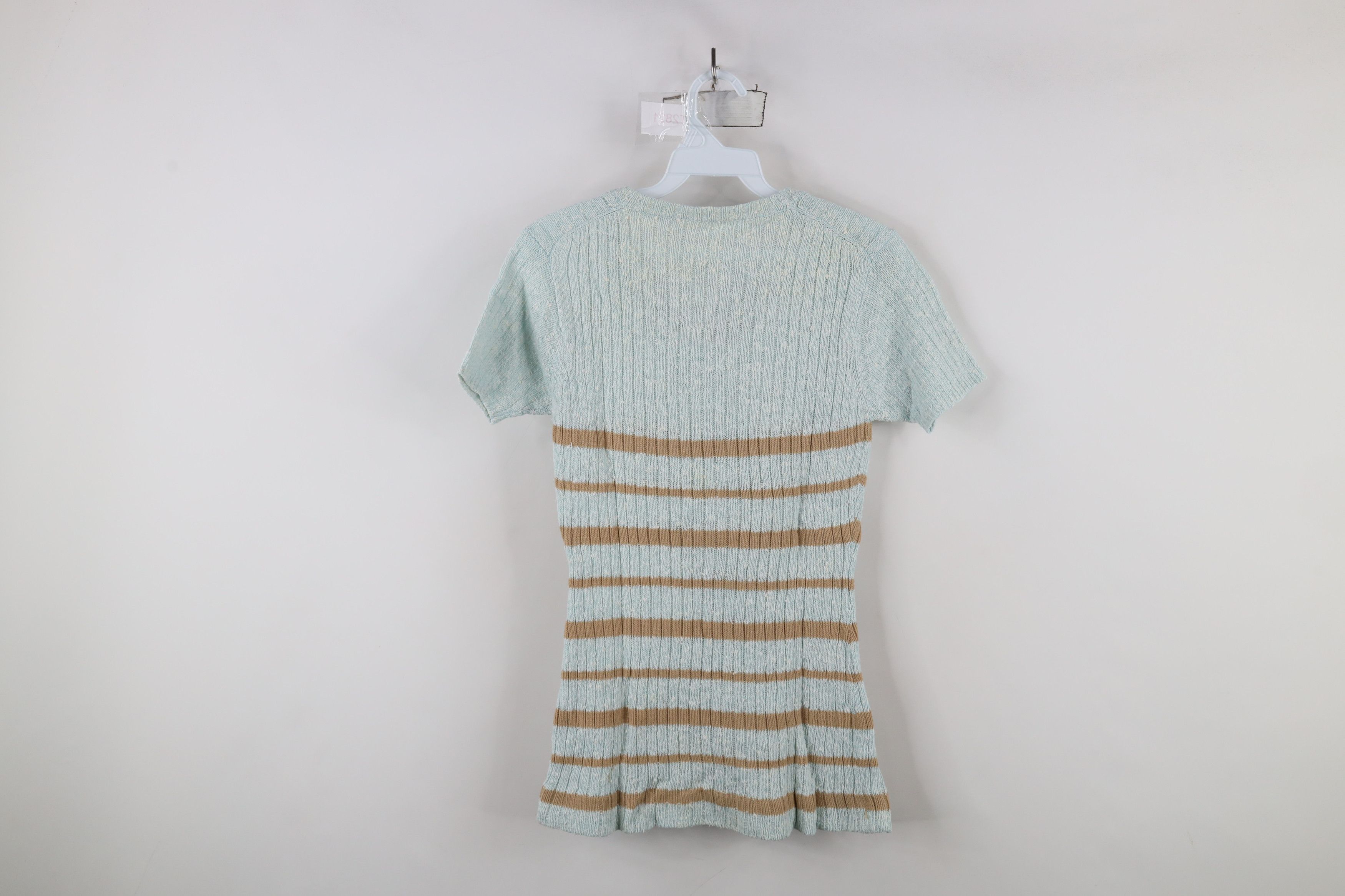 Vintage Vintage 70s Boho Chic Fairy Striped Ribbed Knit T-Shirt Size S / US 4 / IT 40 - 8 Thumbnail