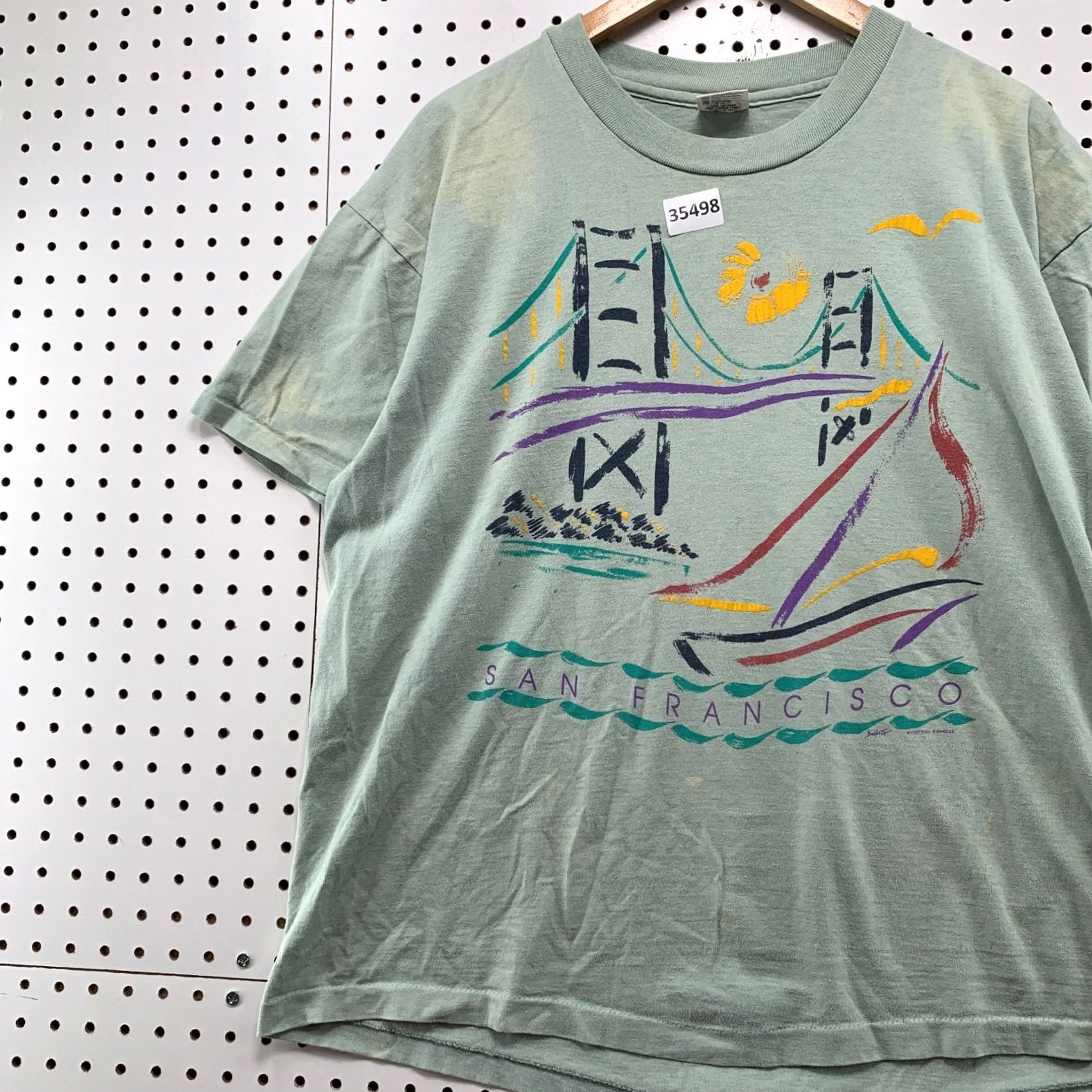 Anvil VINTAGE San Francisco Shirt Mens XL 90s Green Golden State Bridge Single Stitch 23x28 Nike Size US XL / EU 56 / 4 - 3 Thumbnail