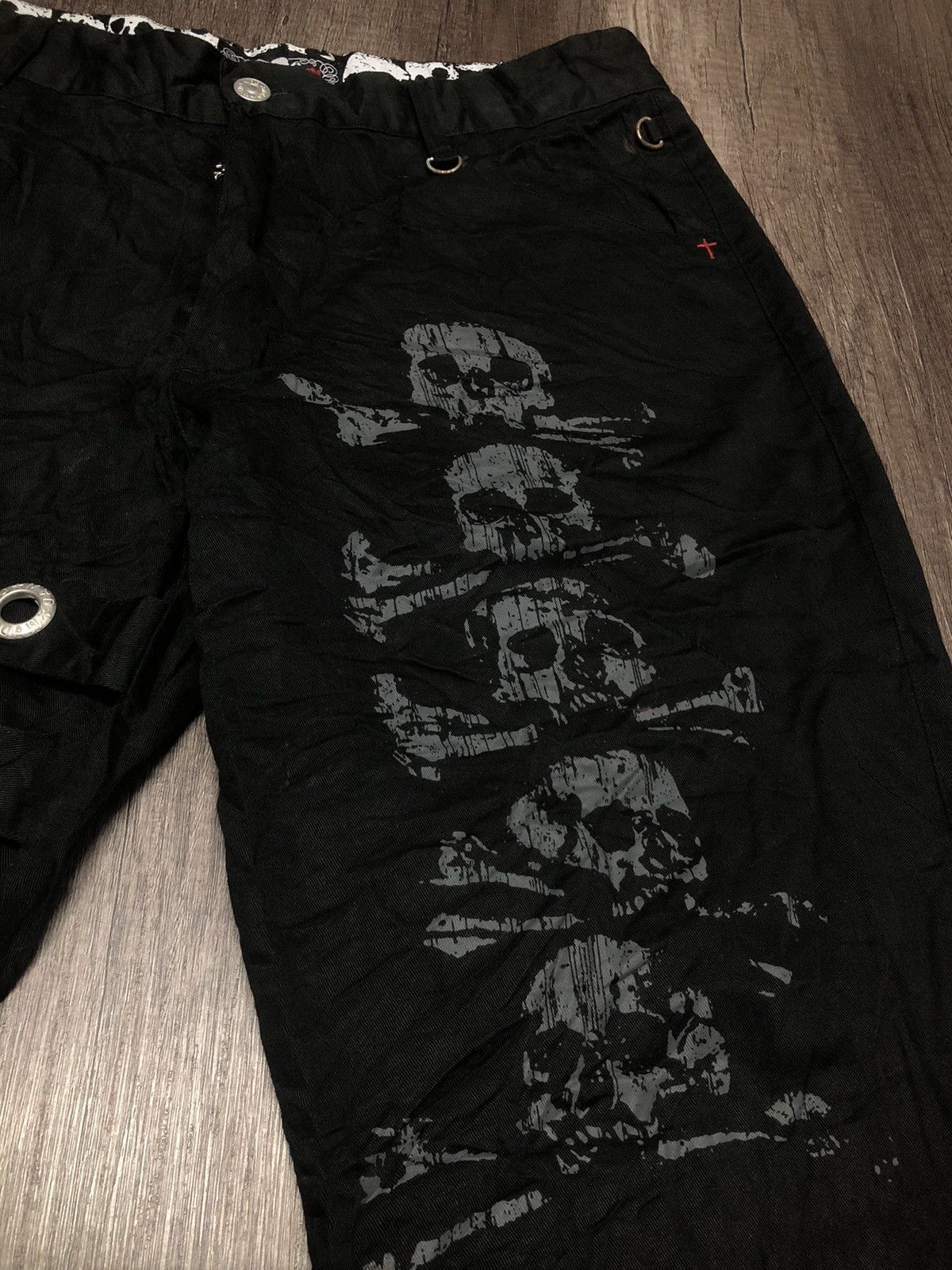 Japanese Brand MAD PUNKS SKULL DESIGN BONDAGE STYLE BOOTCUT PANT Size US 32 / EU 48 - 4 Thumbnail
