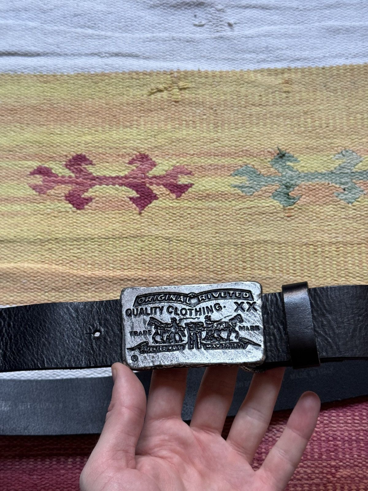 Levi's Vintage 00’s Levi’s Genuine Leather Black Western Belt Size ONE SIZE - 2 Thumbnail