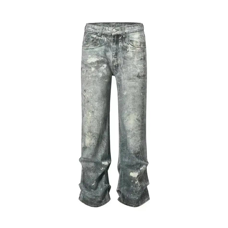 Streetwear Retro Washed Hole Blue Baggy Jeans