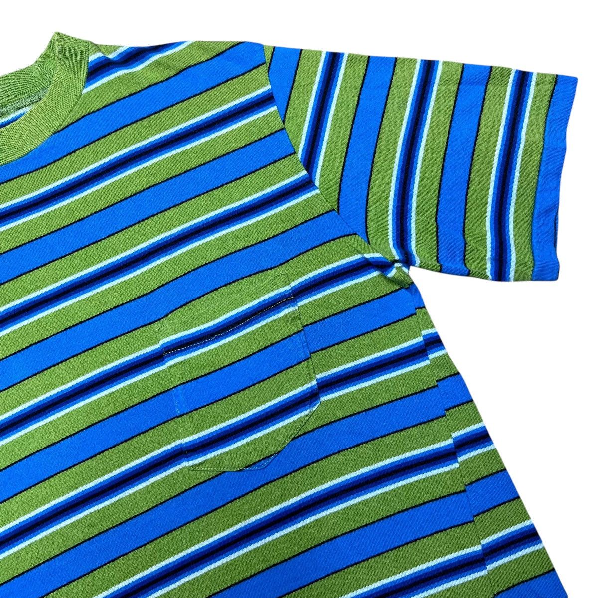 Vintage 1970s Penneys Towncraft The Inn Shop Green Blue Stripped Tee Size US M / EU 48-50 / 2 - 6 Thumbnail