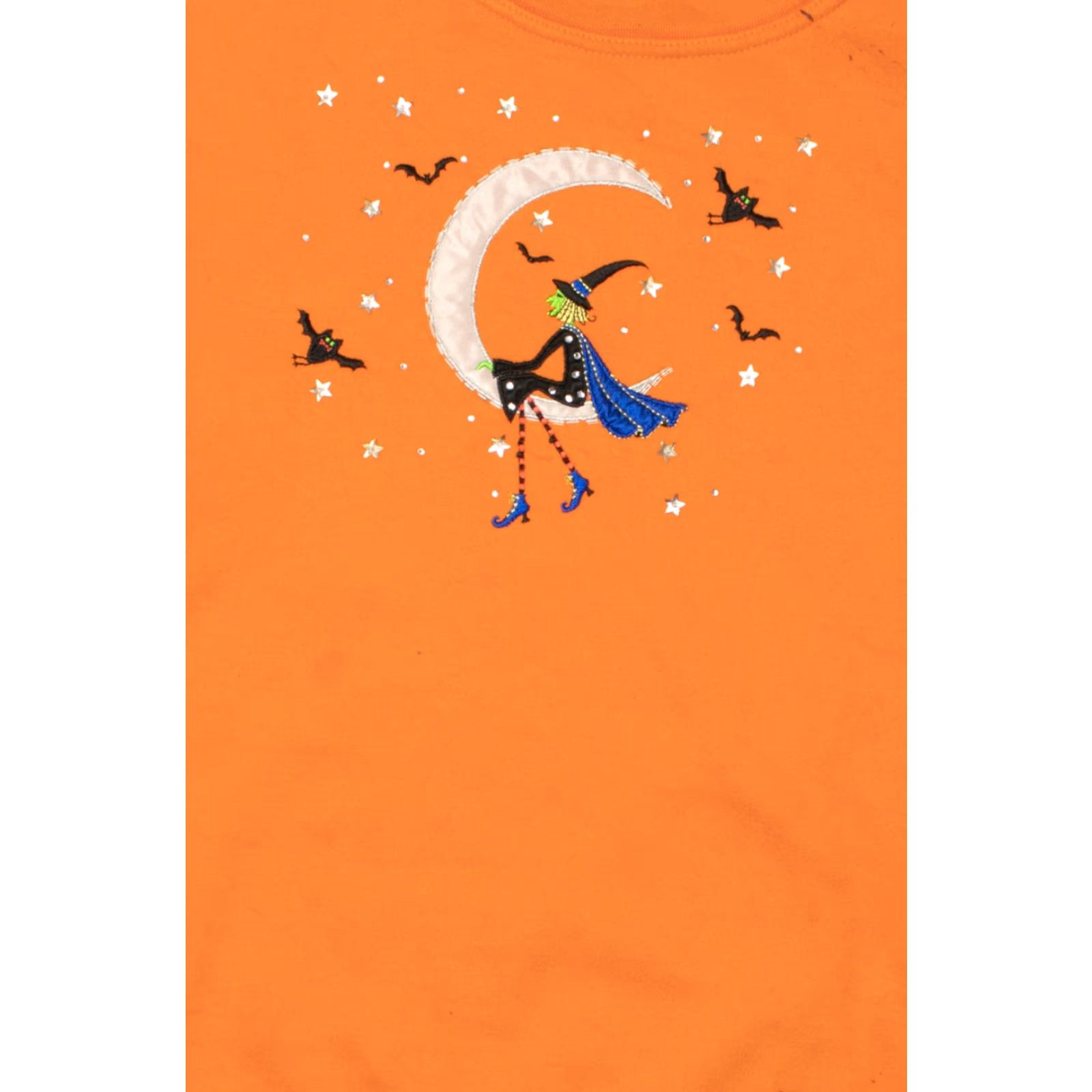 Vintage VINTAGE Holiday Editions Crescent Moon Witch Halloween Sweatshirt Large Orange Womens/Mens? (No gender specified) Size US L / EU 52-54 / 3 - 2 Thumbnail