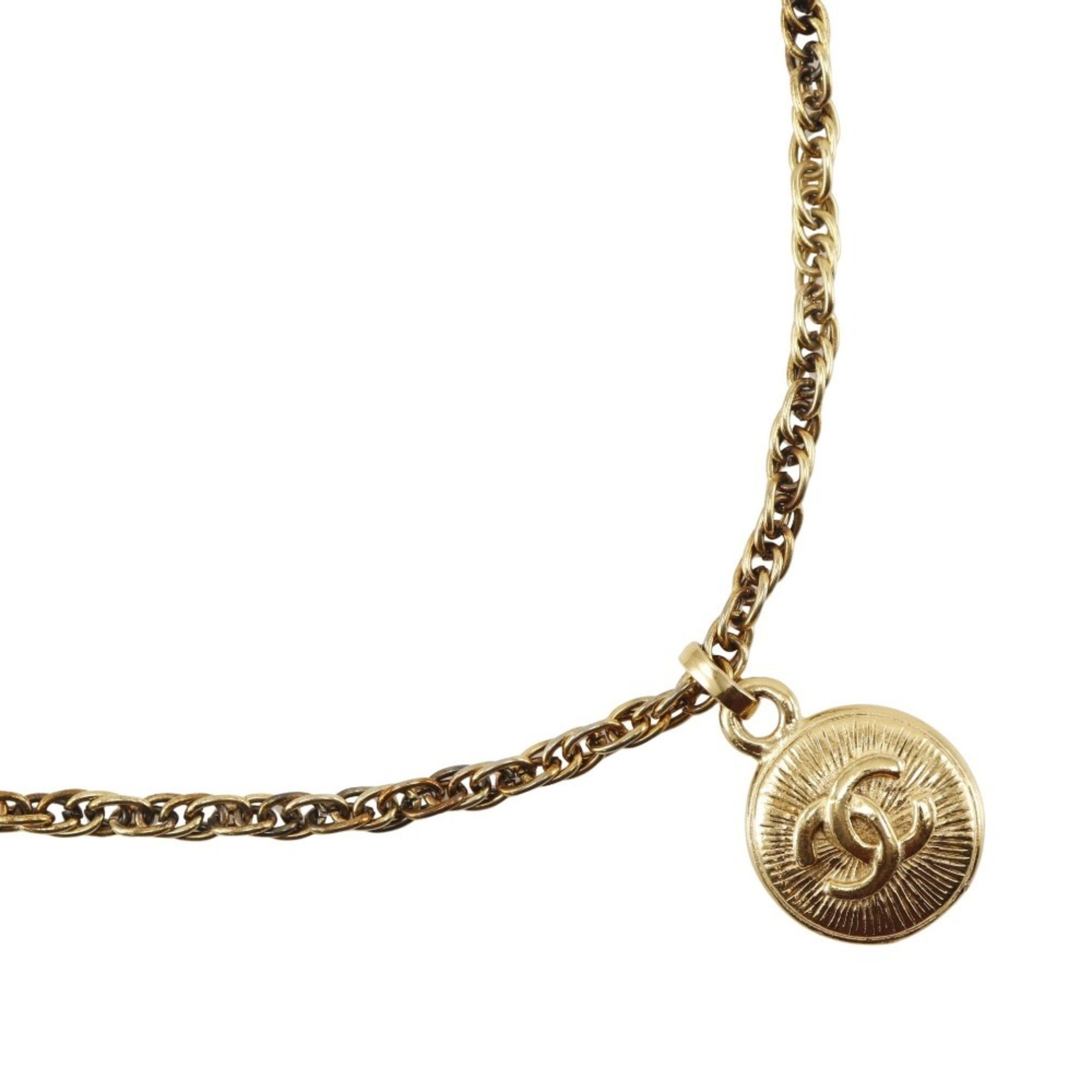 Chanel Coco Mark Necklace Gold Plated Approx. 36.4g COCO Mark Women's