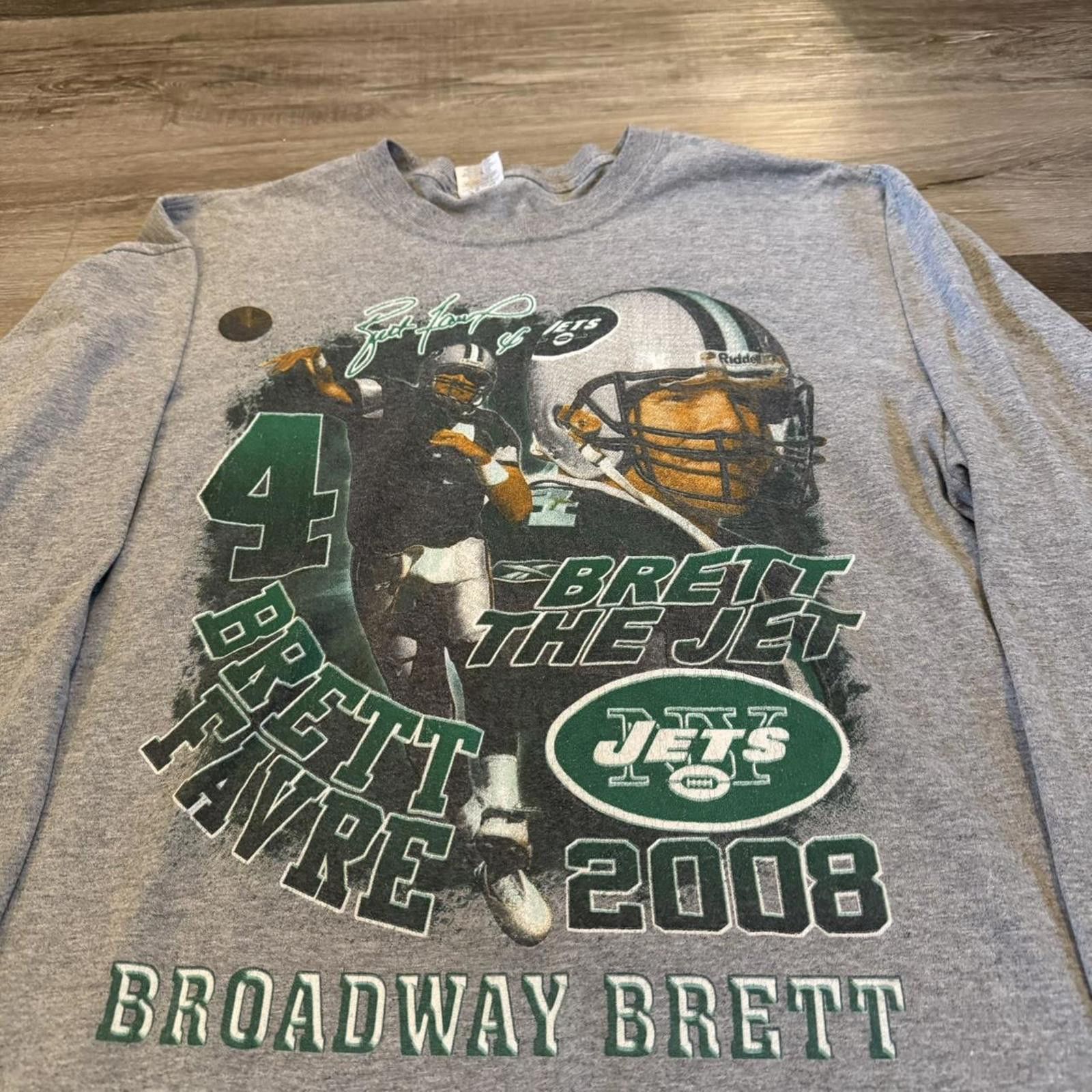 Jerzees vintage Brett Farve New York jets long sleeve t shirt 2008 Size US XL / EU 56 / 4 - 3 Thumbnail